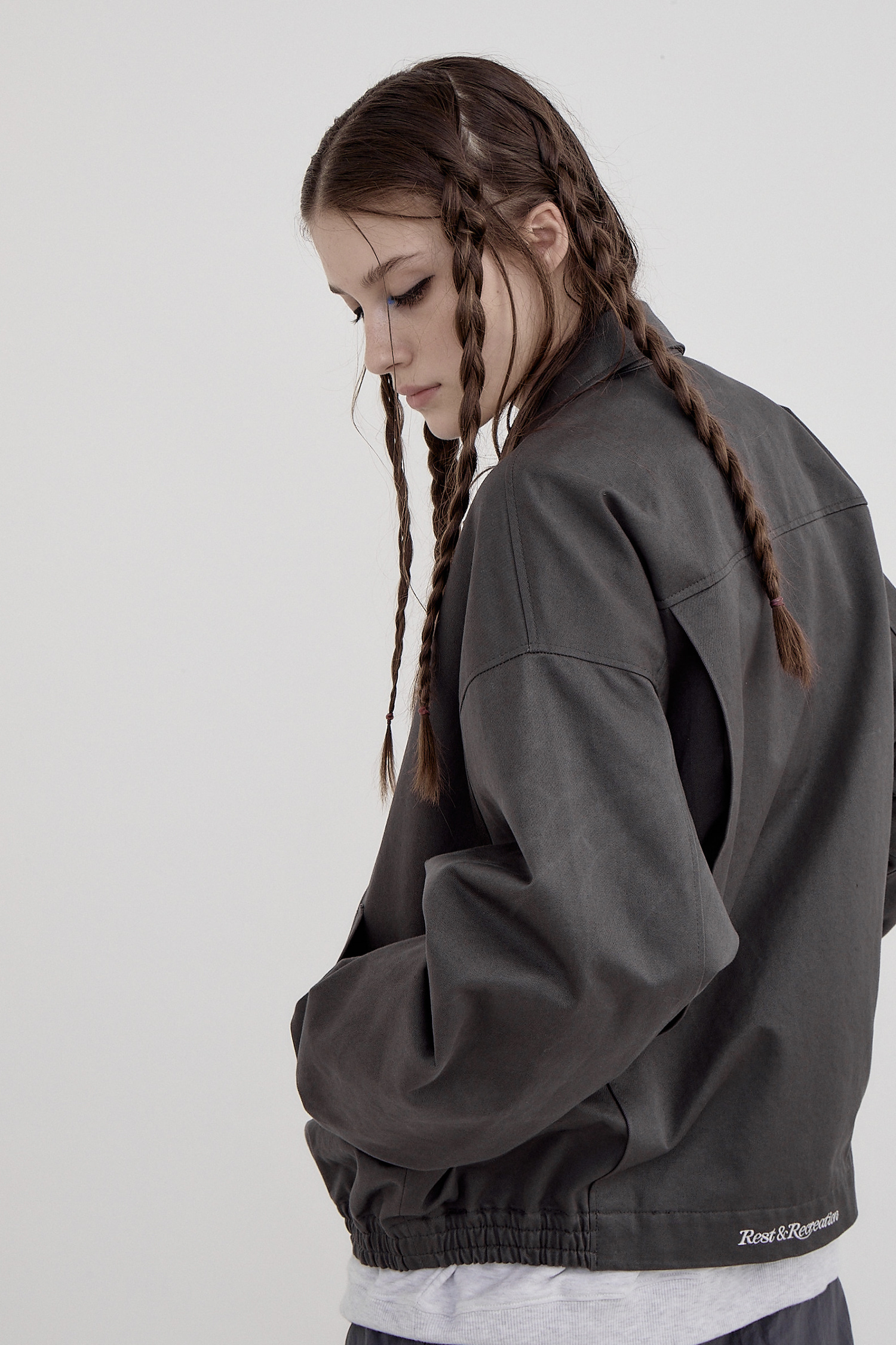 RR COTTON BOMBER JACKET - CHARCOAL - rest and recreation