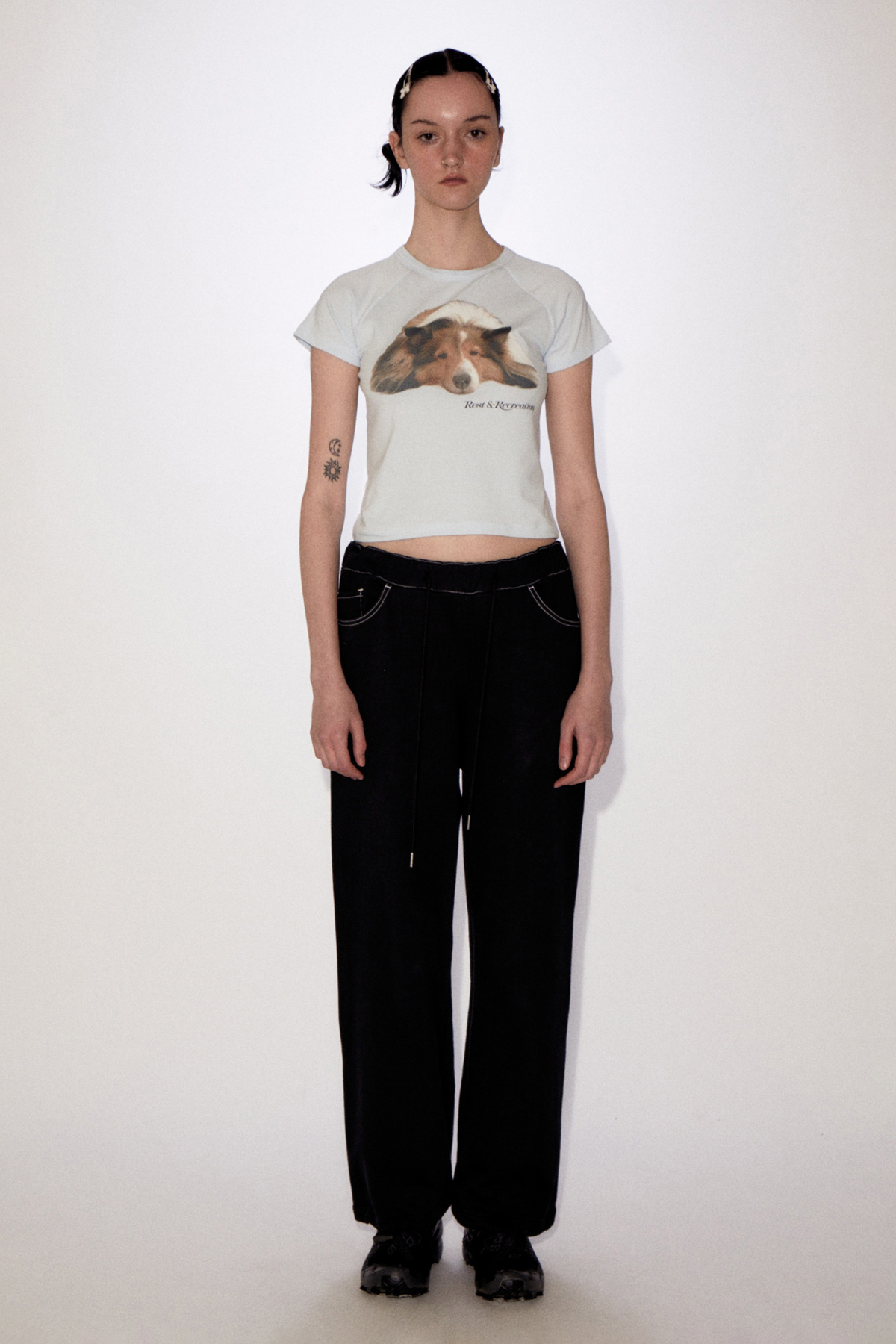 ◆Rest & Recreation◆ RIRI CROP TSHIRT SKYBLUE RR231TP006SB Active Collection - Short Sleeve Cropped T-Shirt for Women