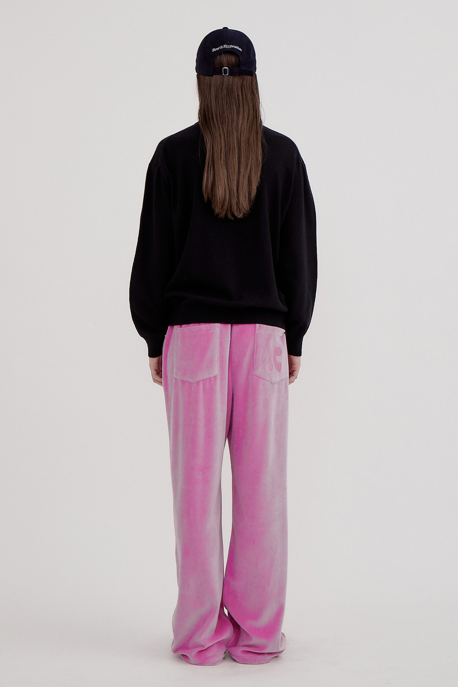 【Rest&Recreation】韓国人気★RR VELVET JOGGER PANTS (S,L) RR VELVET JOGGER PANTS - PINK - rest and recreation