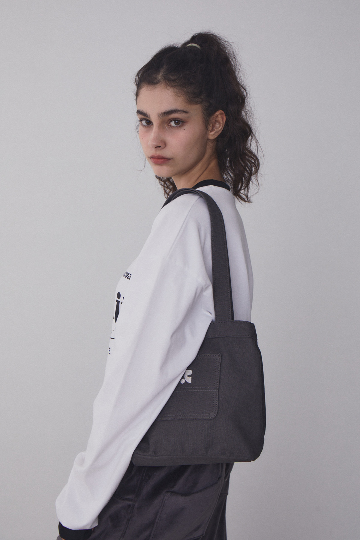 【Rest & Recreation】RR WASHED COTTON MINI BAG RR WASHED COTTON MINI BAG - CHARCOAL - rest and recreation