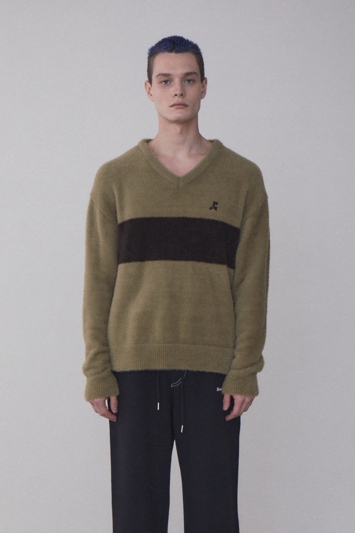 トップス REST&RECREATION RR V-NECK HAIRY KNIT RR V-NECK HAIRY KNIT TOP - KHAKI - rest and recreation