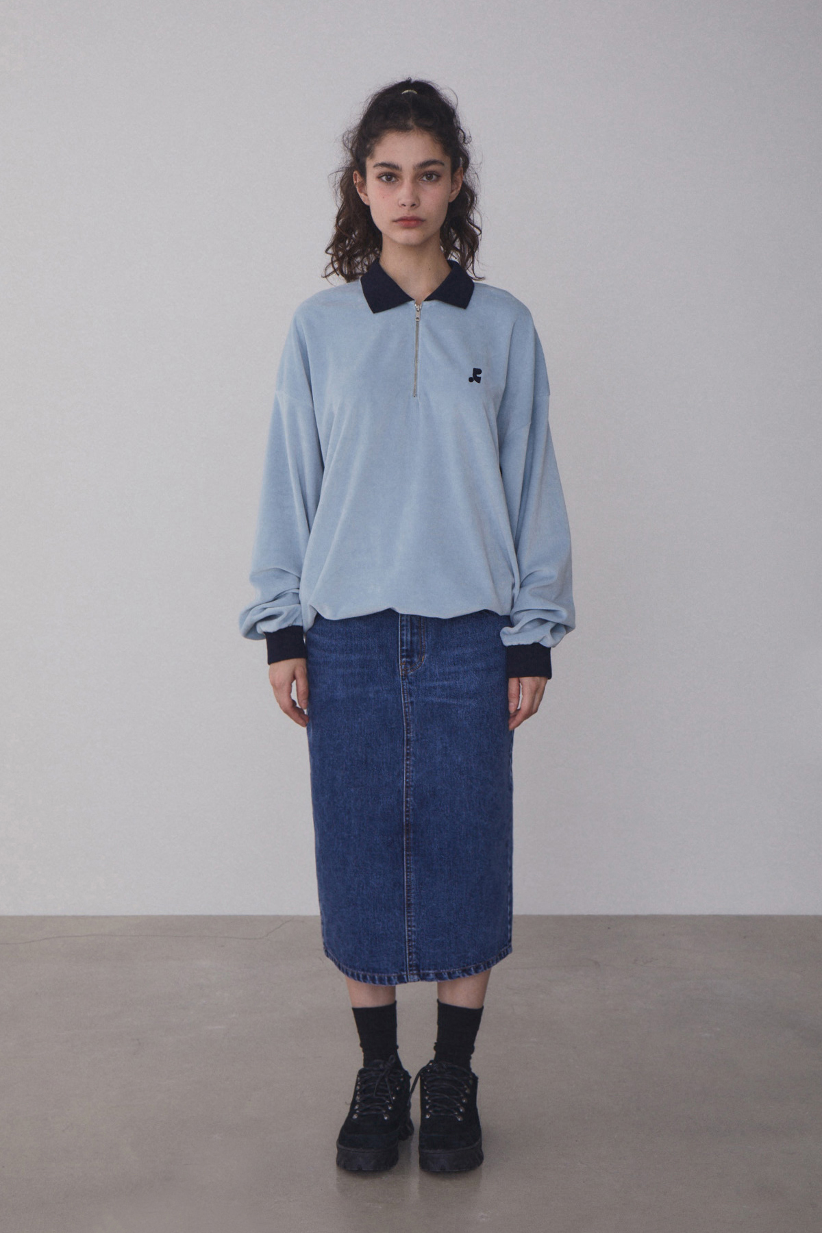 ★韓国人気★Rest & Recreation★RR DENIM MIDI SKIRT ☆韓国人気☆Rest & Recreation☆RR DENIM MIDI SKIRT (Rest