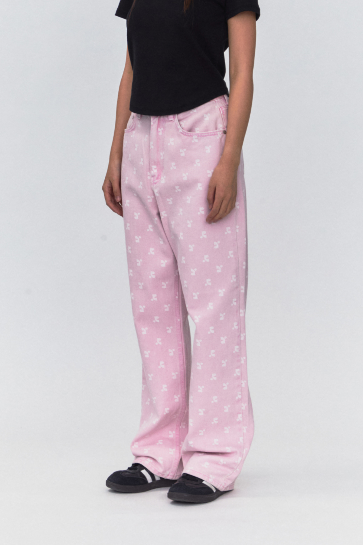 RR LOGO PRINTED JEANS - PINK - rest and recreation