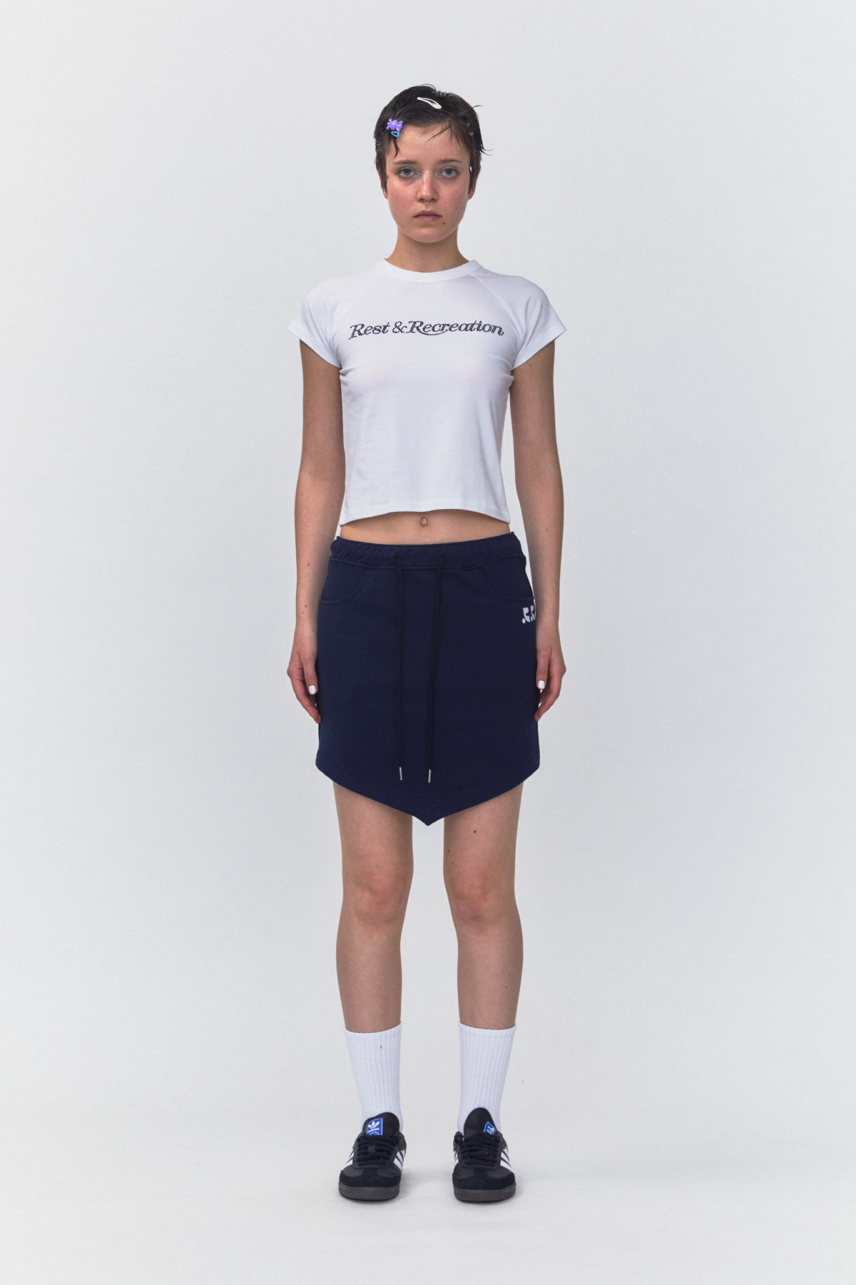 【Rest & Recreation】RR Crystal Logo Crop Top 4t色 RR CRYSTAL LOGO CROP TOP - WHITE - rest and recreation