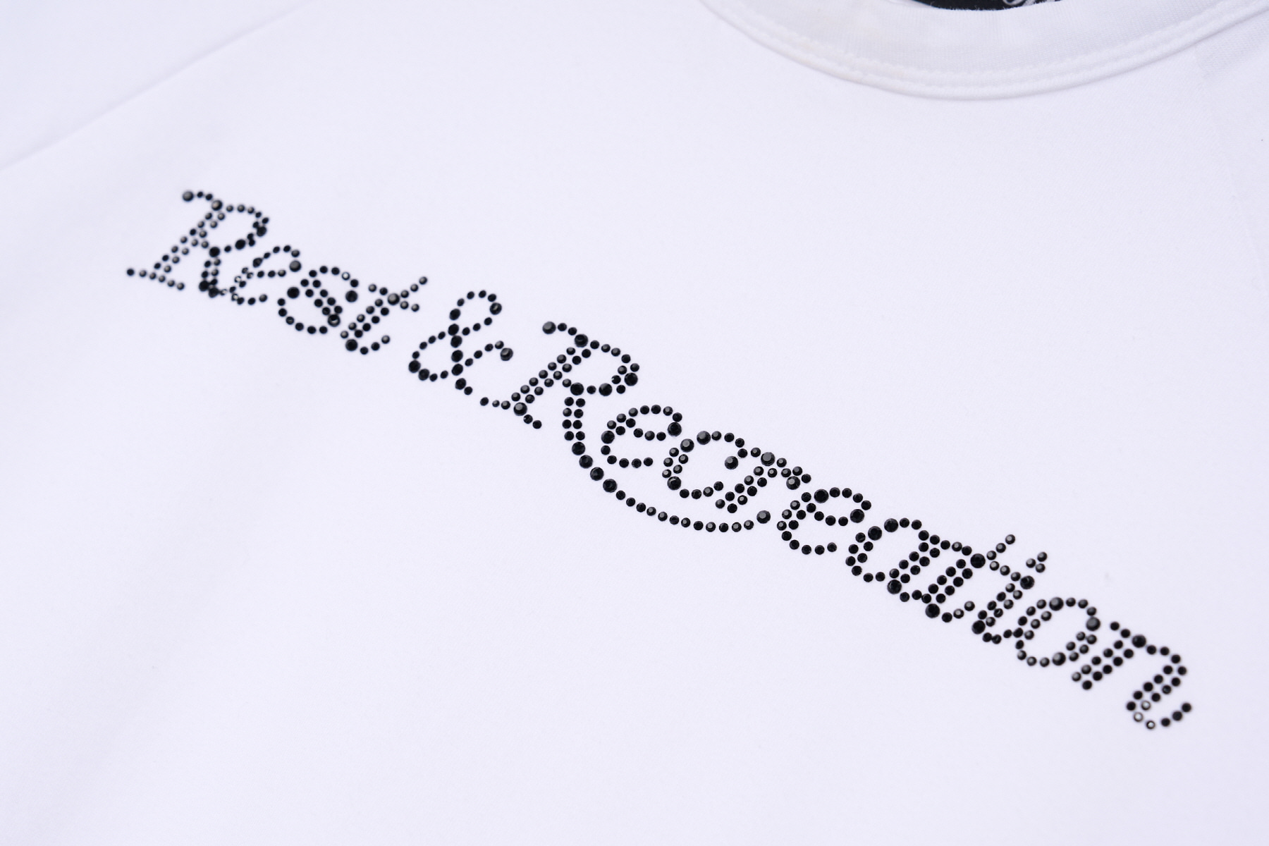 RR CRYSTAL LOGO CROP TOP - WHITE - rest and recreation