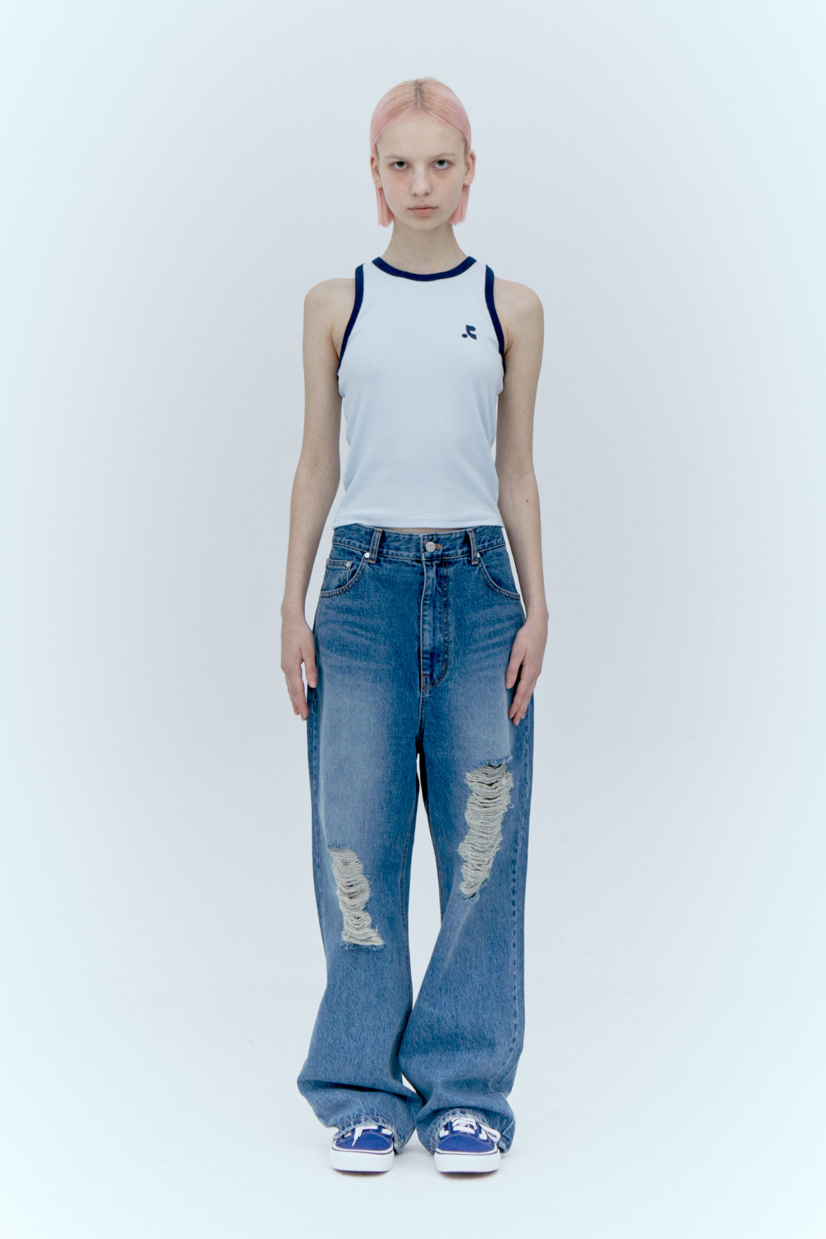 ★韓国人気★Rest & Recreation★DESTROYED DENIM PANTS DESTROYED DENIM PANTS - BLUE - rest and recreation
