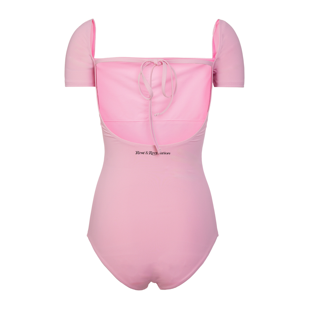 Rest&Recreation☆HALF SLEEVE SWIMSUIT PINK Sunshine 79 Gypset V-Plunge One Piece Swimsuit Solid