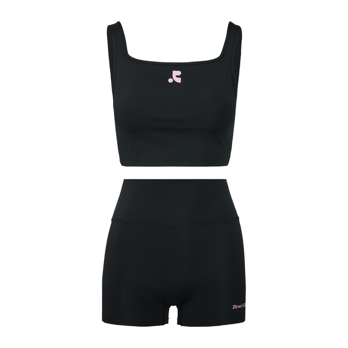 【REST&RECREATION】 LOGO TOP + SHORTS SET ビキニ LOGO TOP + SHORTS SET - BLACK - rest and recreation