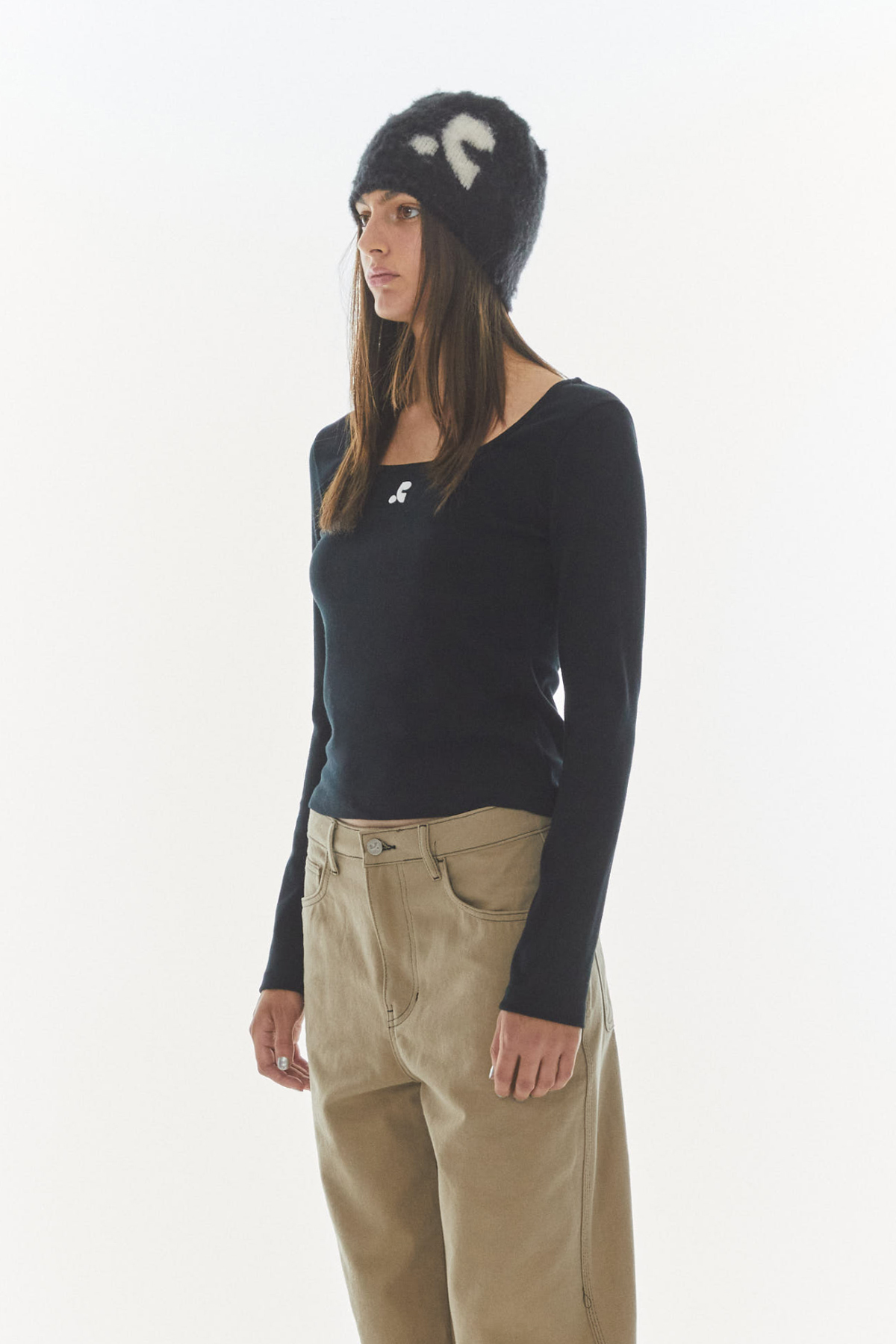 MOHAIR JACQUARD BEANIE - BLACK - rest and recreation