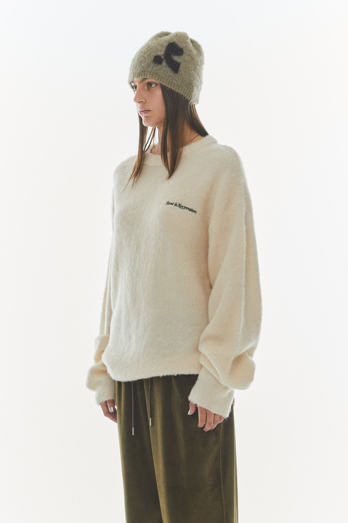 ★韓国人気★Rest & Recreation★MOHAIR JACQUARD BEANIE MOHAIR JACQUARD BEANIE - KHAKI - rest and recreation