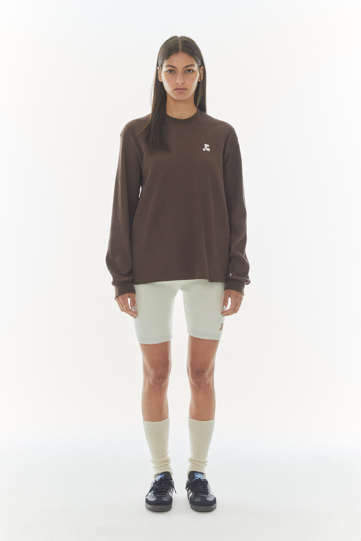WAFFLE CREWNECK T-SHIRT - BROWN - rest and recreation