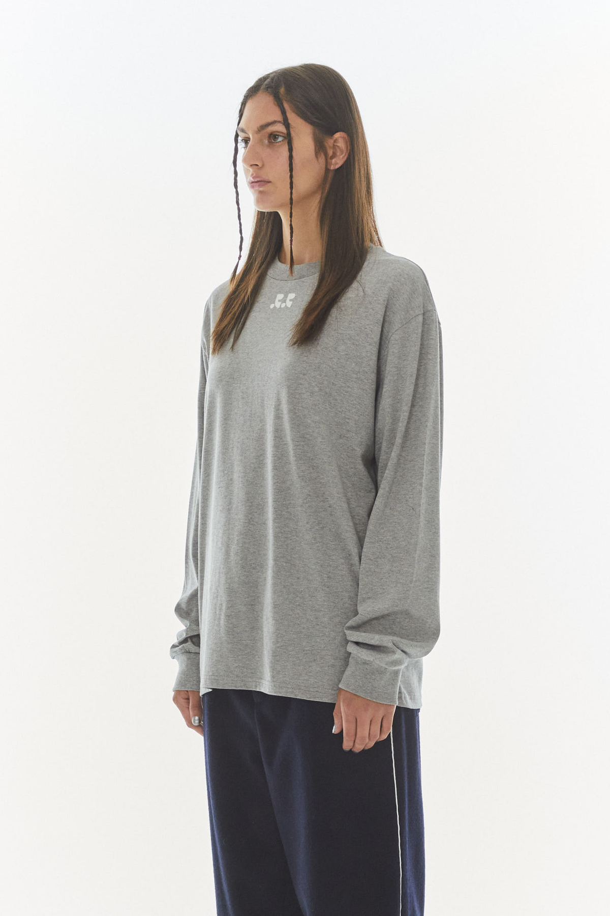 LOGO OVERSIZED LONG SLEEVE T-SHIRT - GREY - rest and recreation