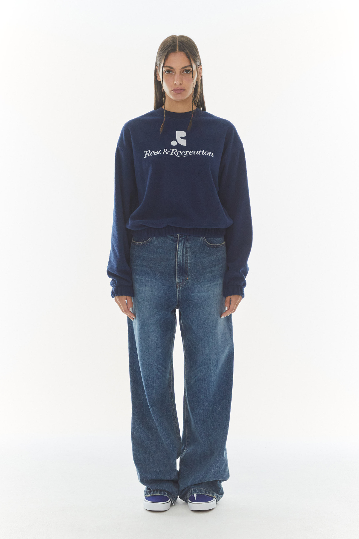 LOGO FLEECE SWEATSHIRT - NAVY - rest and recreation