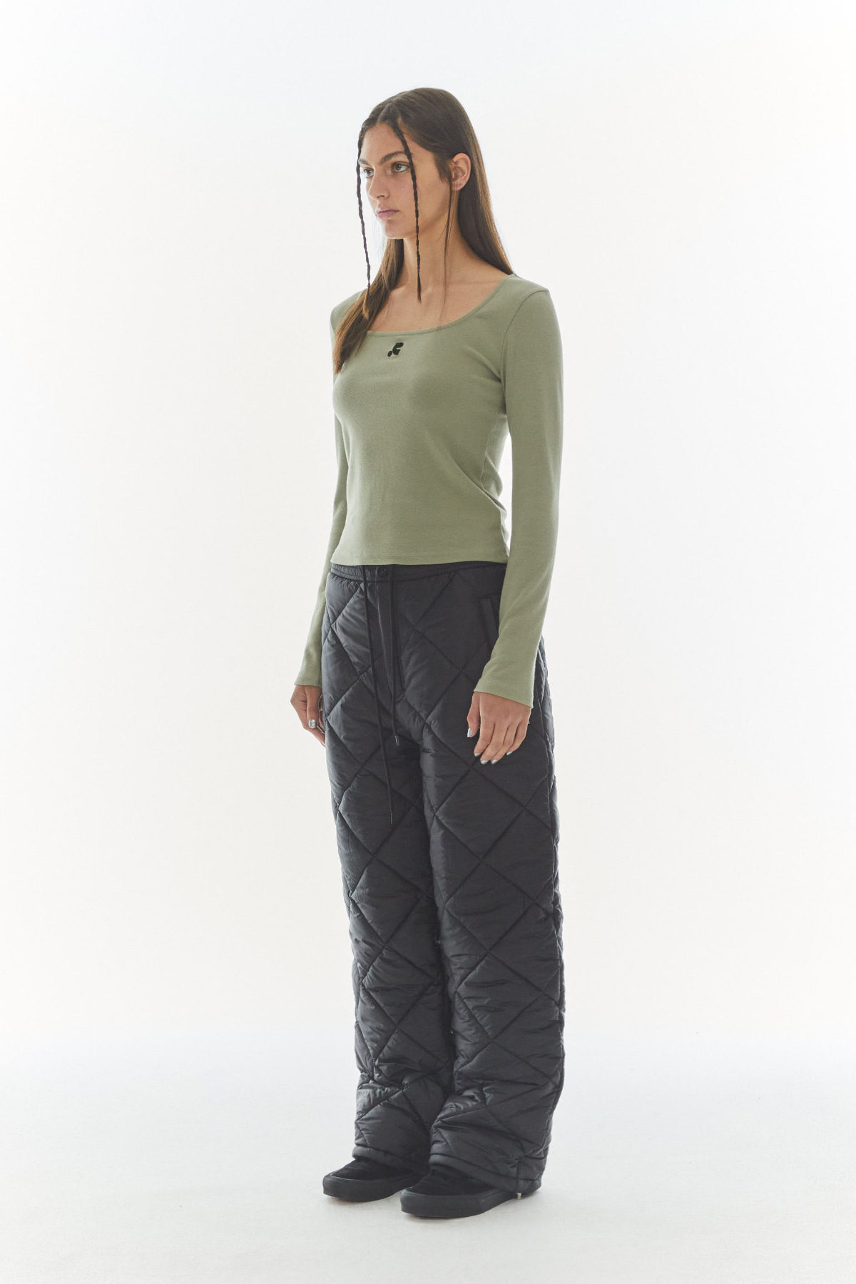 SQUARE NECK LONG SLEEVE - KHAKI - rest and recreation