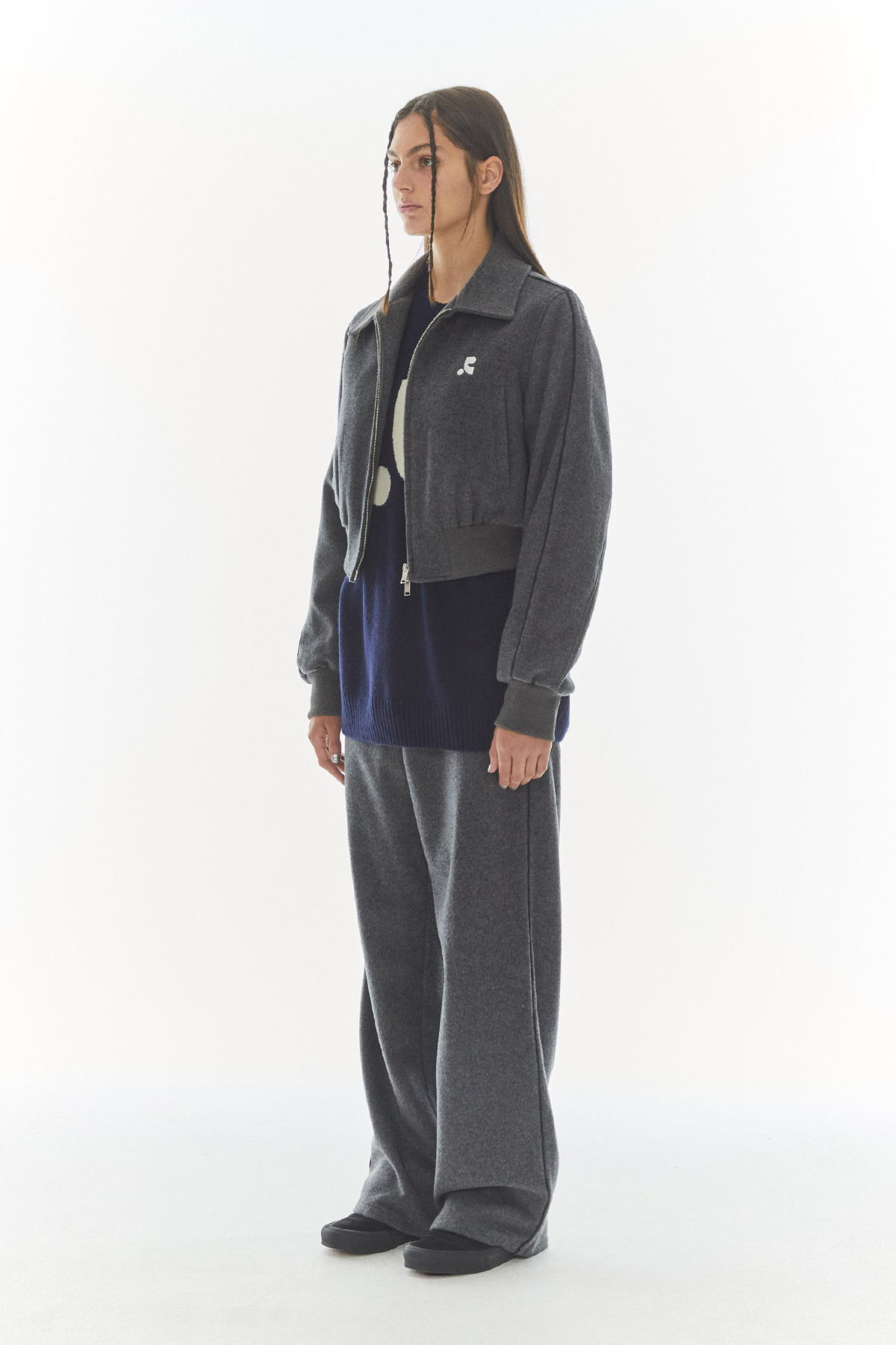 【Rest & Recreation】 ★ PIPING WOOL BOMBER JACKET ★ WOOL PIPING WOOL BOMBER JACKET - GREY - rest and recreation