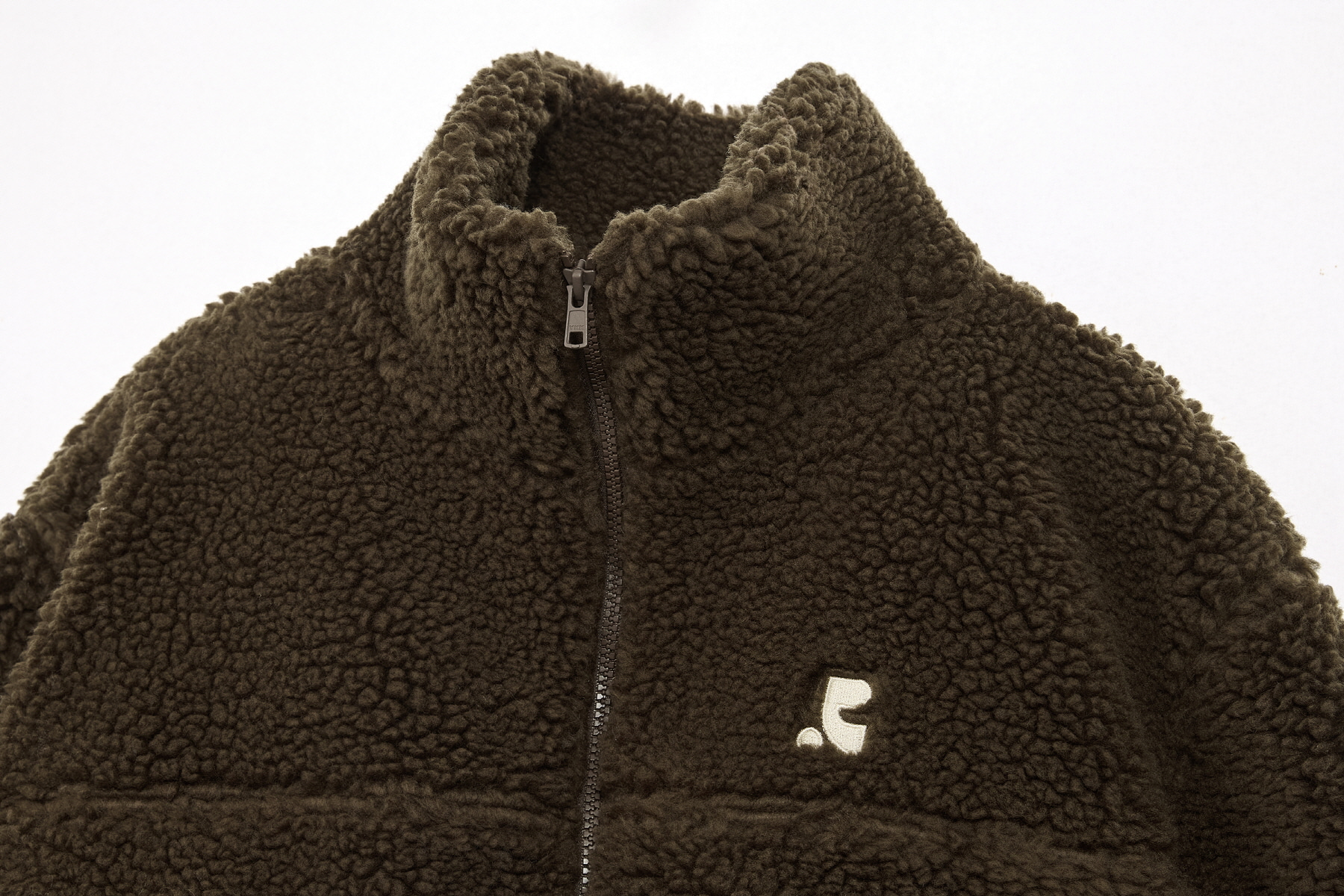 COLLAR FLEECE ZIP-UP - BROWN - rest and recreation