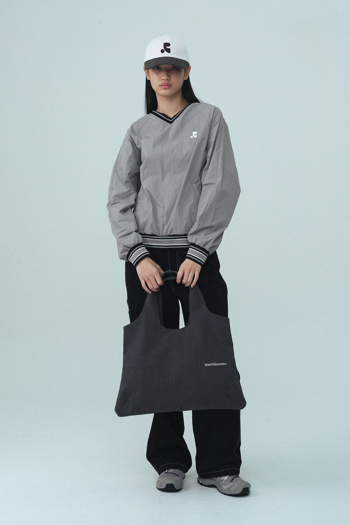 【REST&RECREATION】COTTON SHOULDER BAG COTTON SHOULDER BAG - CHARCOAL - rest and recreation
