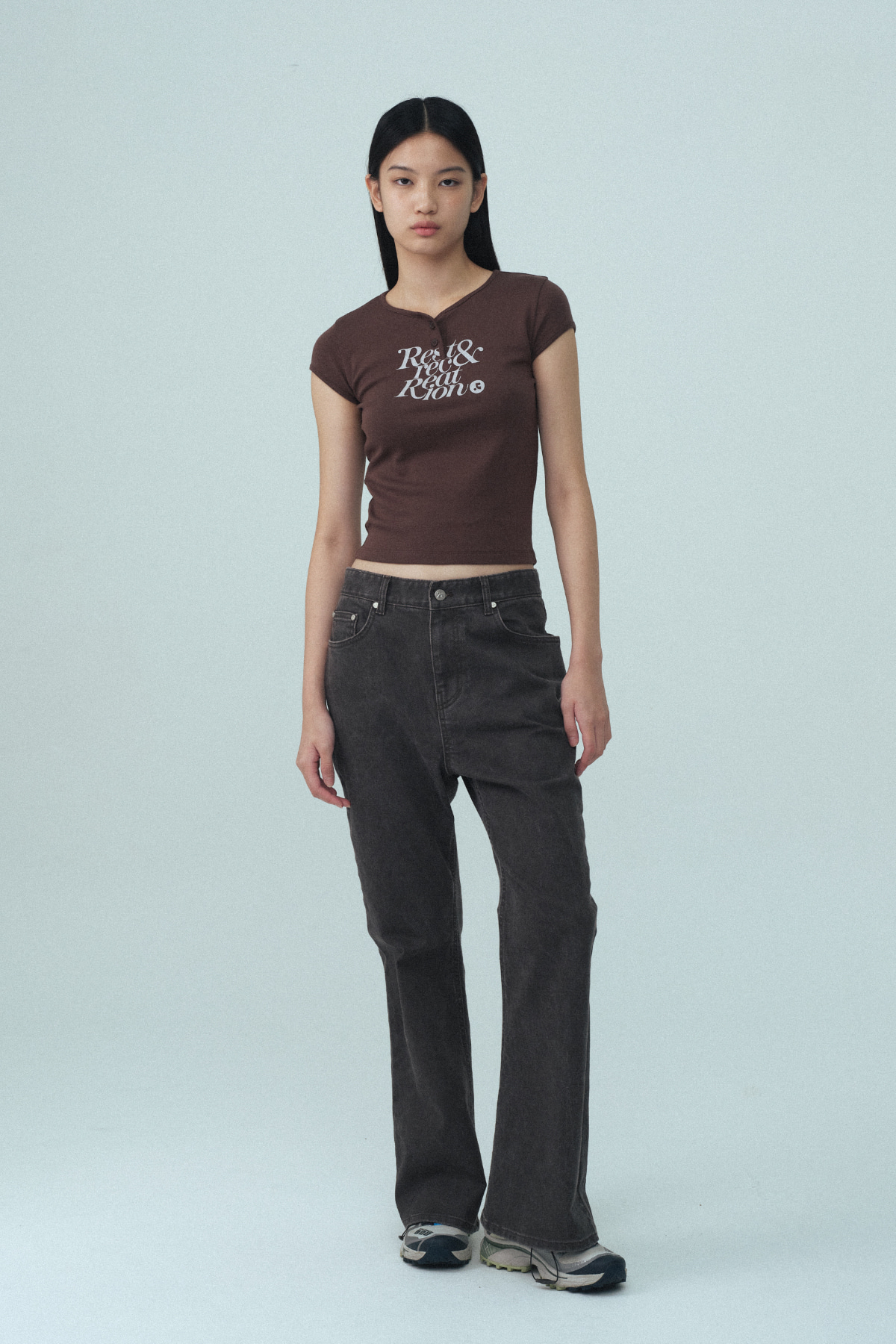 ★韓国人気★Rest & Recreation★WIDE FLARE JEANS WIDE FLARE JEANS - BROWN - rest and recreation