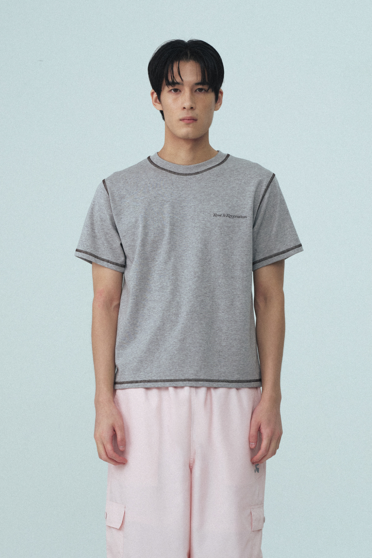 Tシャツ・カットソー Rest & Recreation COLOR STITCH T-SHIRT 5BNY477 COLOR STITCH T-SHIRT - BLACK - rest and recreation