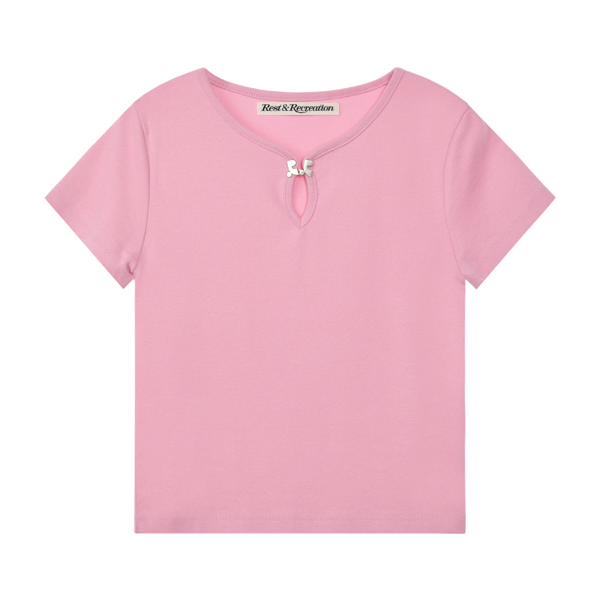 ◆Rest & Recreation◆ UNECK LOGO CLIP TOP (PINK) U-NECK LOGO CLIP TOP - PINK - rest and recreation