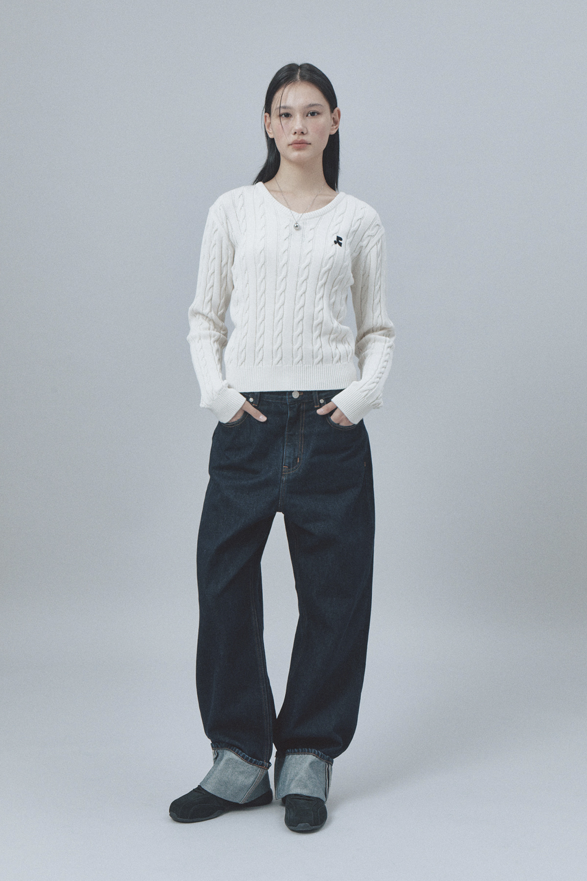 トップス andmary Sonique knit tops ivory AM1522 ANDMARY】Sonique knit tops