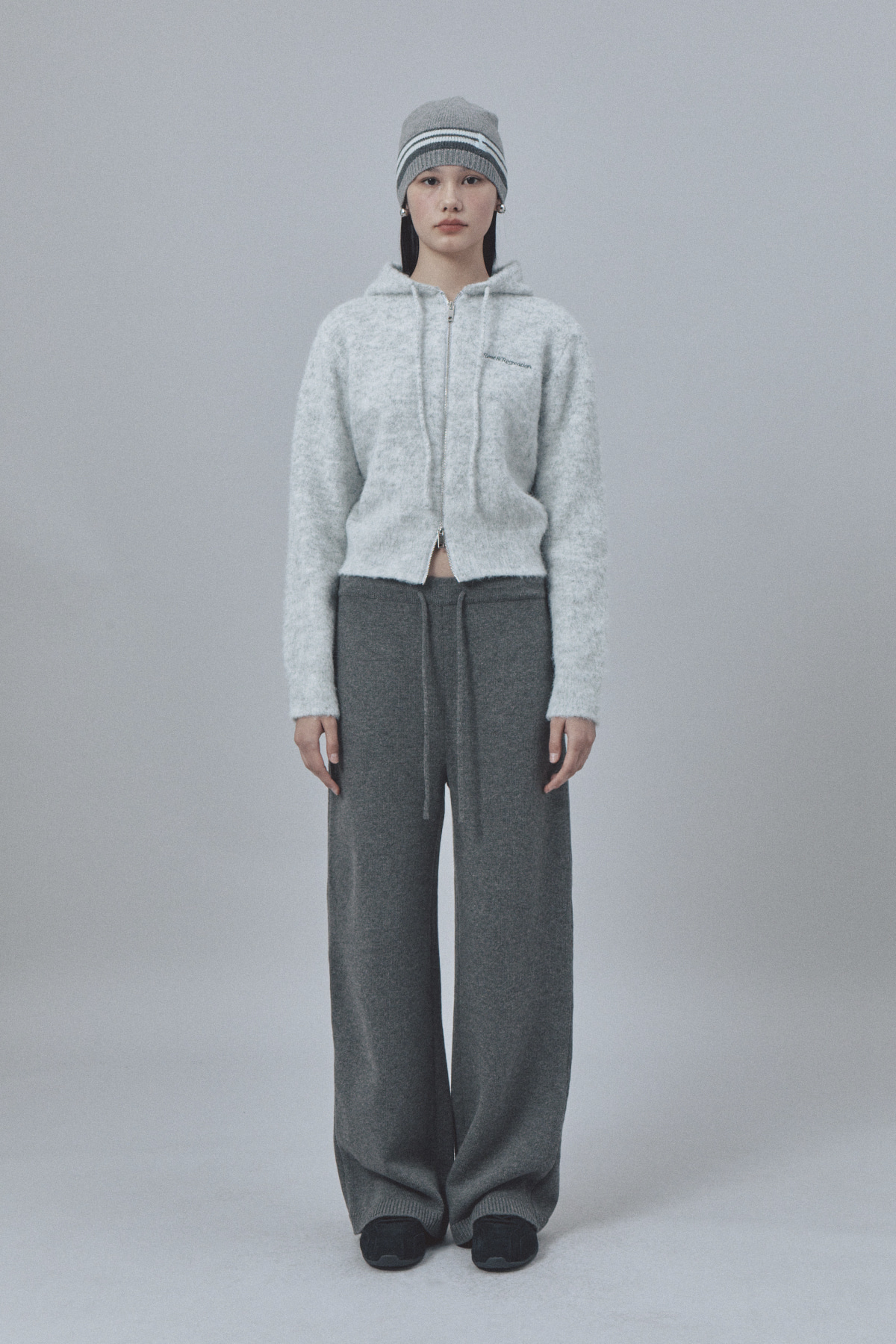 トップス REST&RECREATION HAIRY KNIT HOOD ZIP-UP HAIRY KNIT HOOD ZIP-UP - LIGHT GREY - rest and recreation