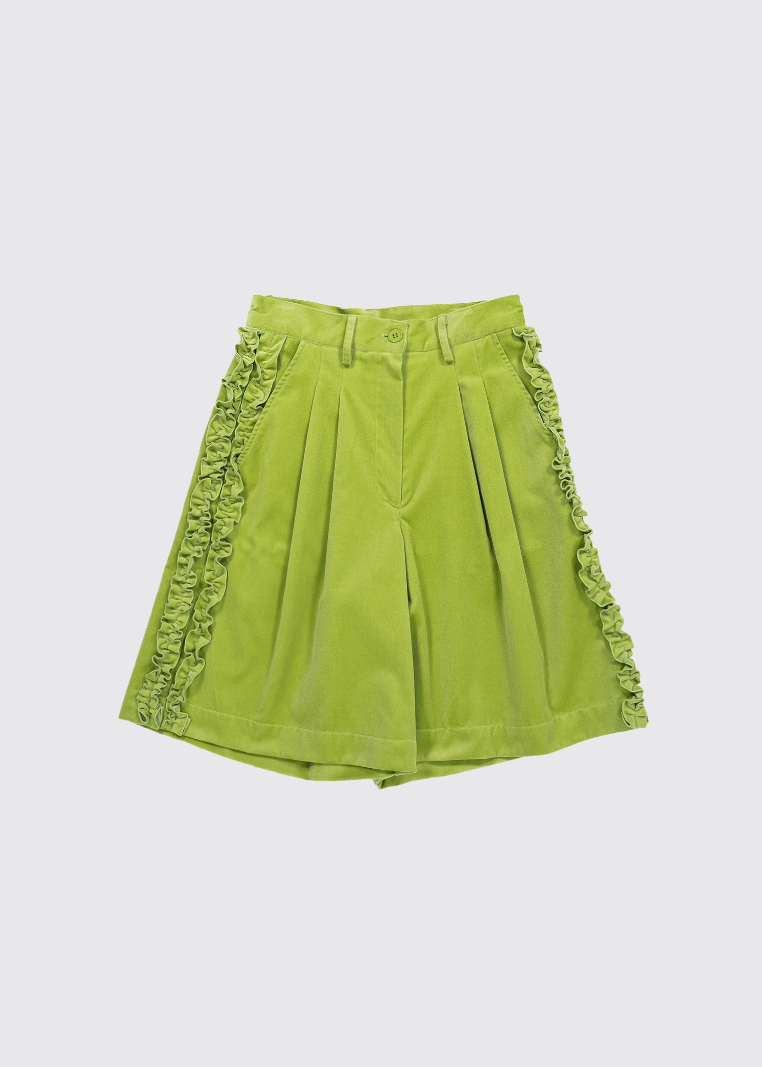 韓国商品/SAENGINSTUDIO RUFFLE COTTON VELVET CULOTTE PANTS RUFFLE COTTON VELVET CULOTTE PANTS - OLIVE - saenginstudios