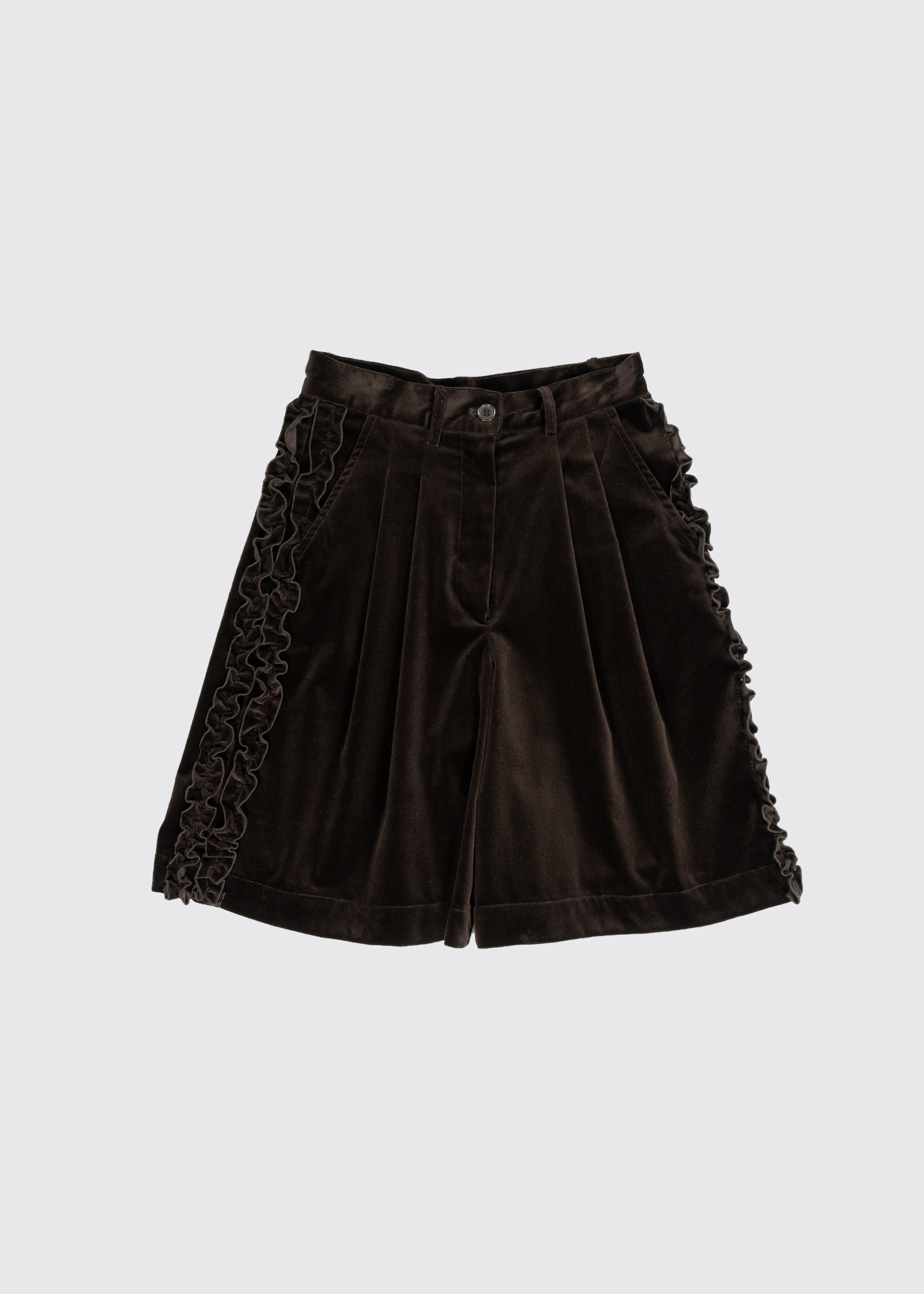 韓国商品/SAENGINSTUDIO RUFFLE COTTON VELVET CULOTTE PANTS RUFFLE COTTON VELVET CULOTTE PANTS - OLIVE - saenginstudios