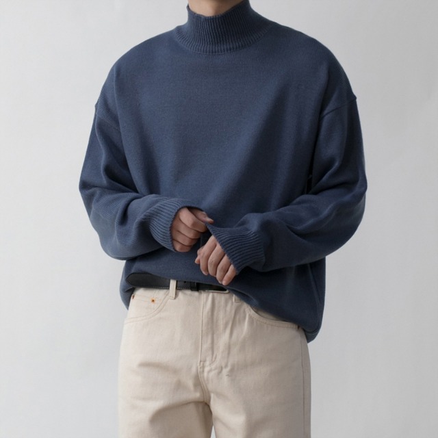 [당일배송 1+1기획] 자체제작 23FW 폴라 오버핏 반목 니트 (6Color)