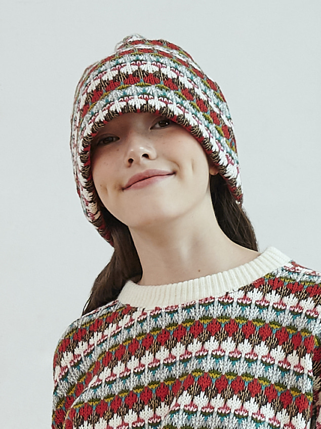 CROCHET KNIT BEANIE [RED]