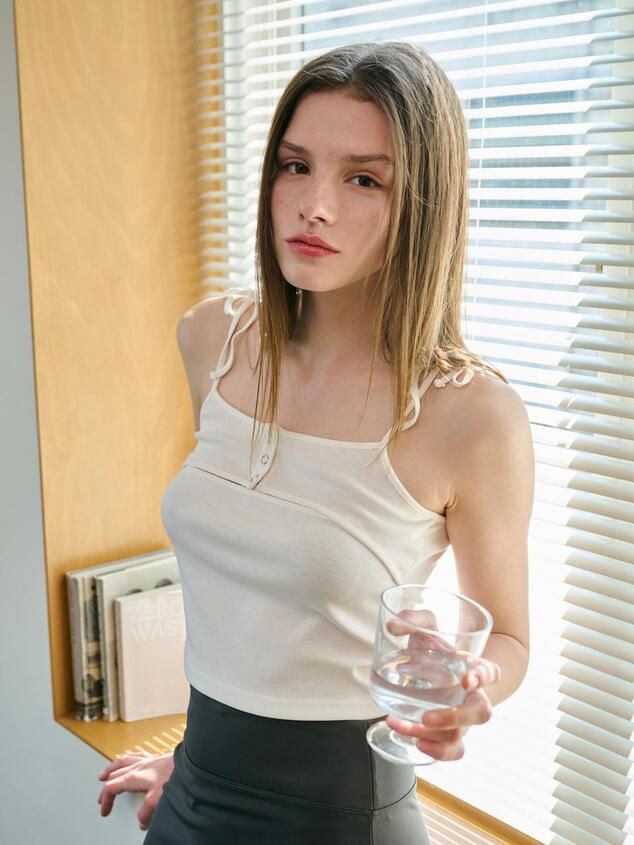 RIBBON LAYERED TANK TOP [IVORY]