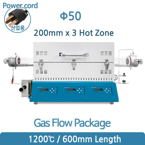 1200℃ 3존 가스플로패키지 CVD (200mm x 3 Hot Zone Ø50)