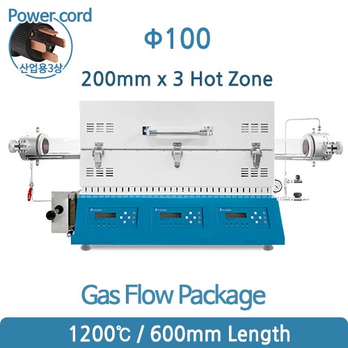 1200℃ 3존 가스플로패키지 CVD (200mm x 3 Hot Zone Ø100)