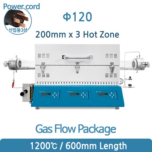 1200℃ 3존 가스플로패키지 CVD (200mm x 3 Hot Zone Ø120)