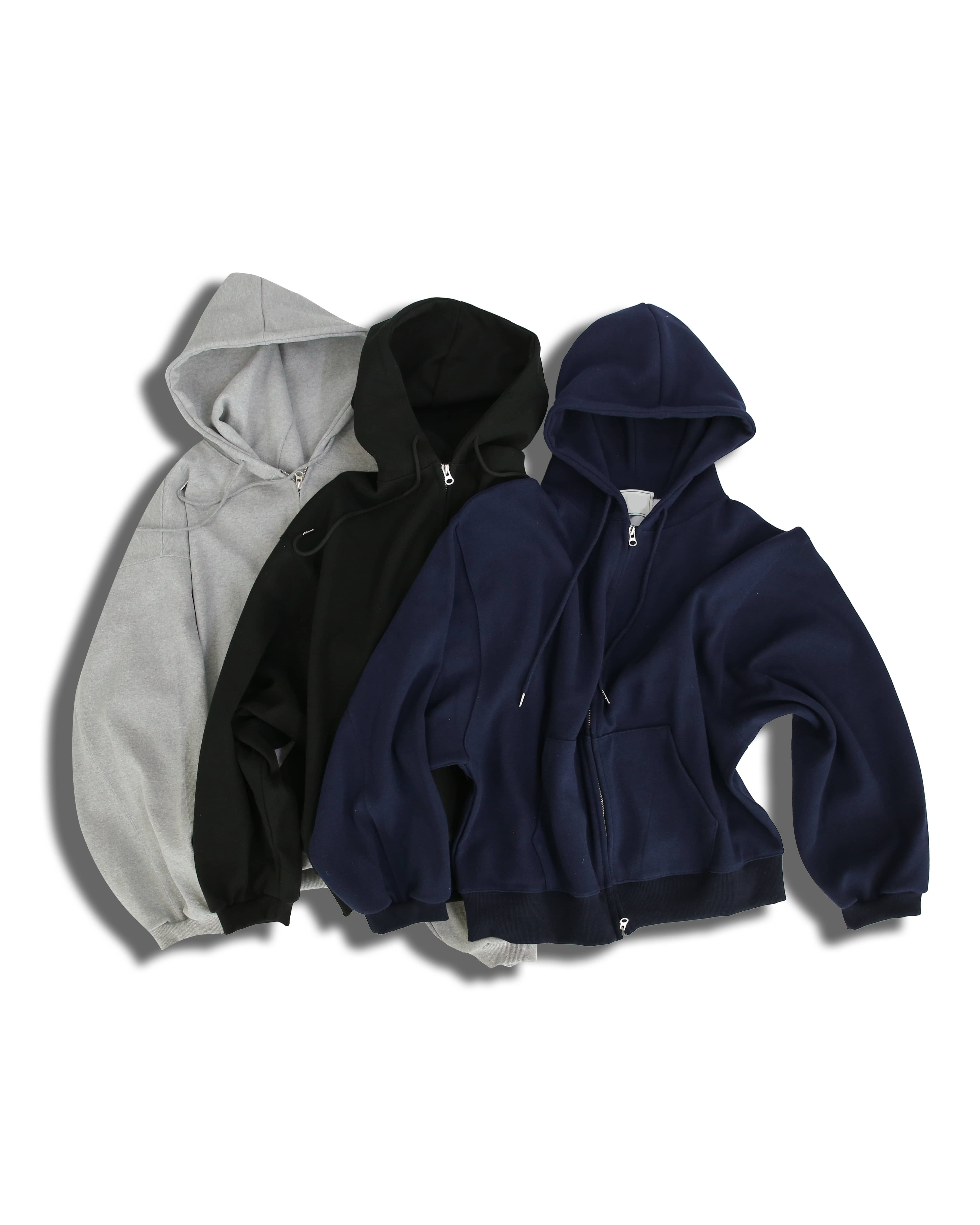 Balloon Hoodie Zip Up (Black/Navy/Gray)