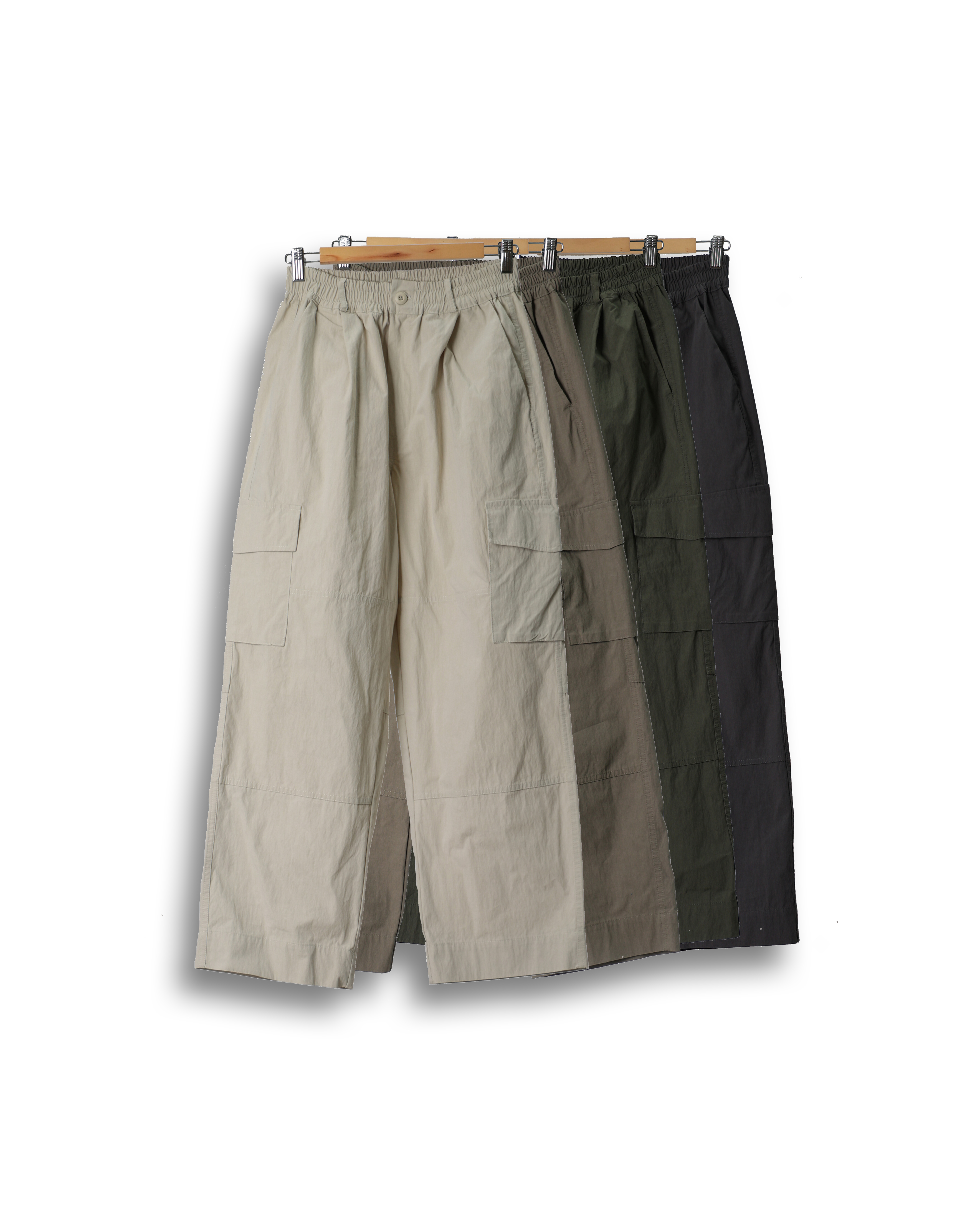 ENTRO Poplin Cargo Easy Pants (Dark Gray/Olive/Khaki Beige/Ecru)