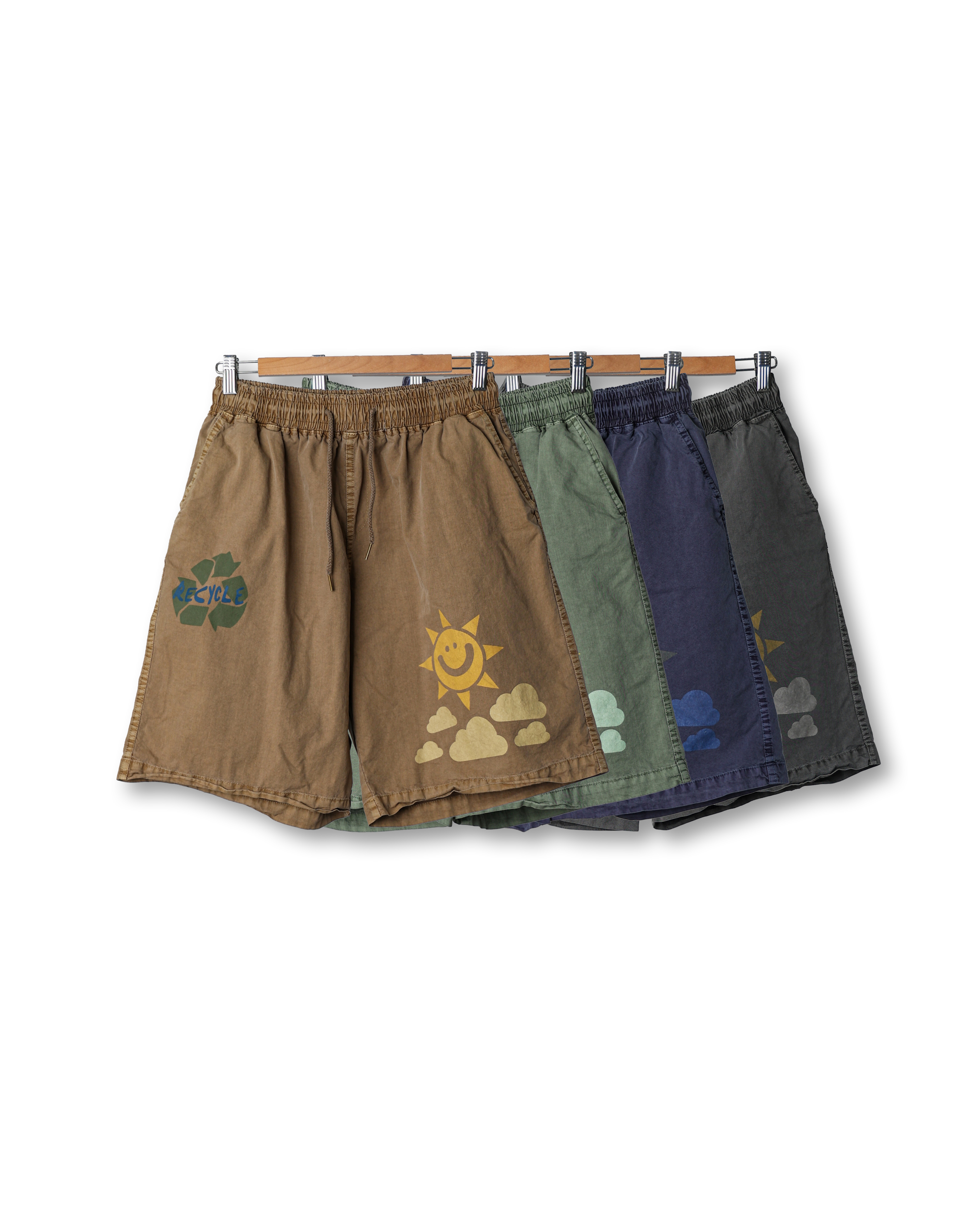 HFIVE SUNNY Graphic Vintage Half Pants (Charcoal/Navy/Olive/Beige)