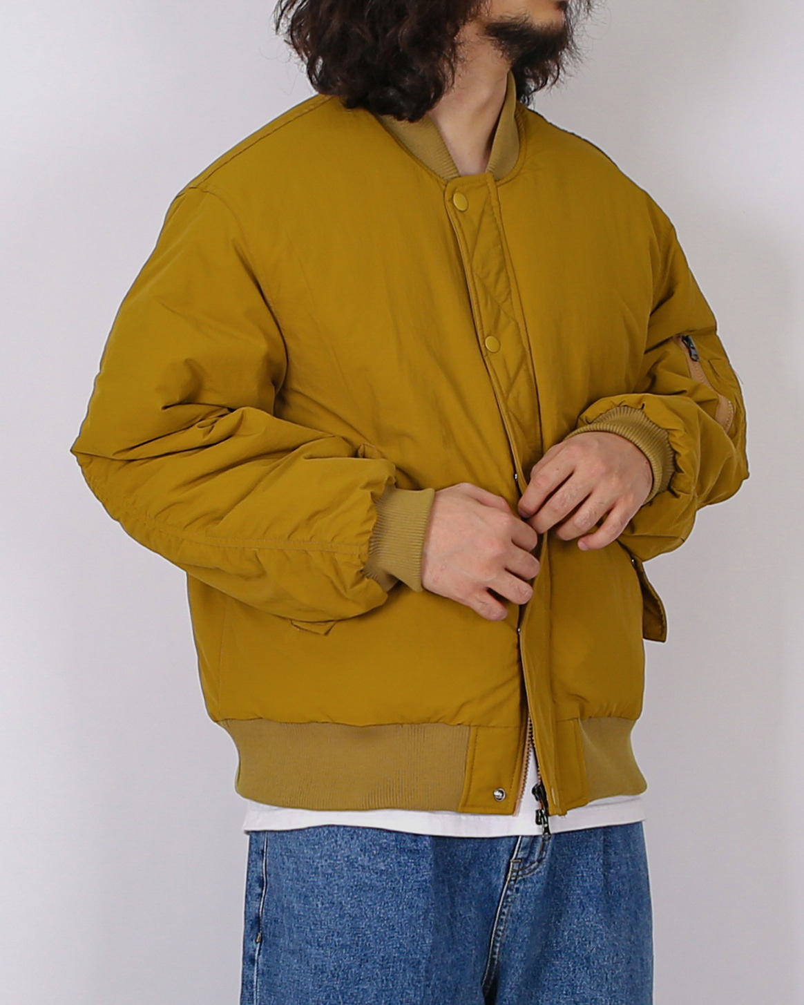 Bio Puckering MA-1 Jacket (Black/Khaki/Mustard)