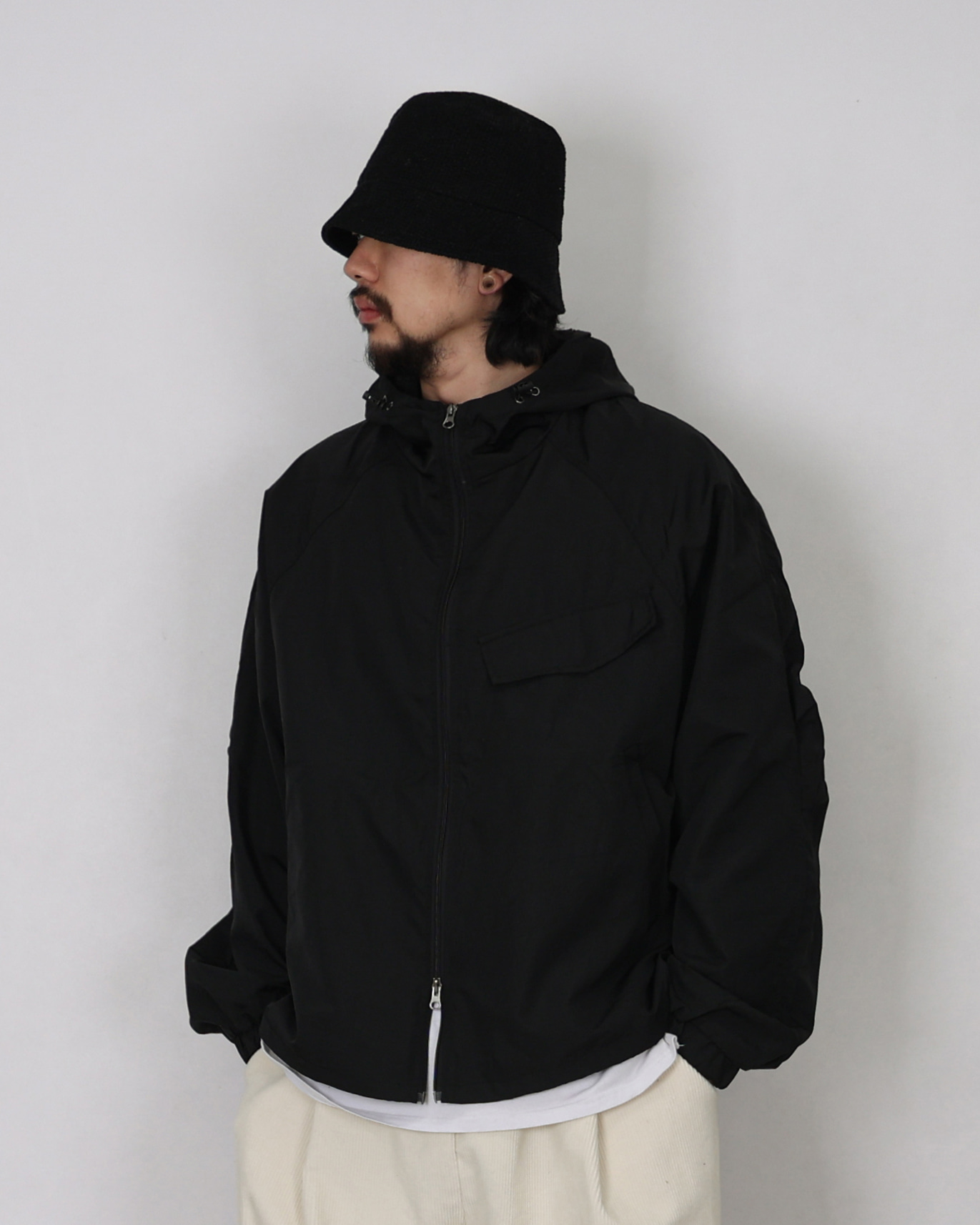 FITS Garments Hoodied Wind Jacket (Black/Navy/Check)