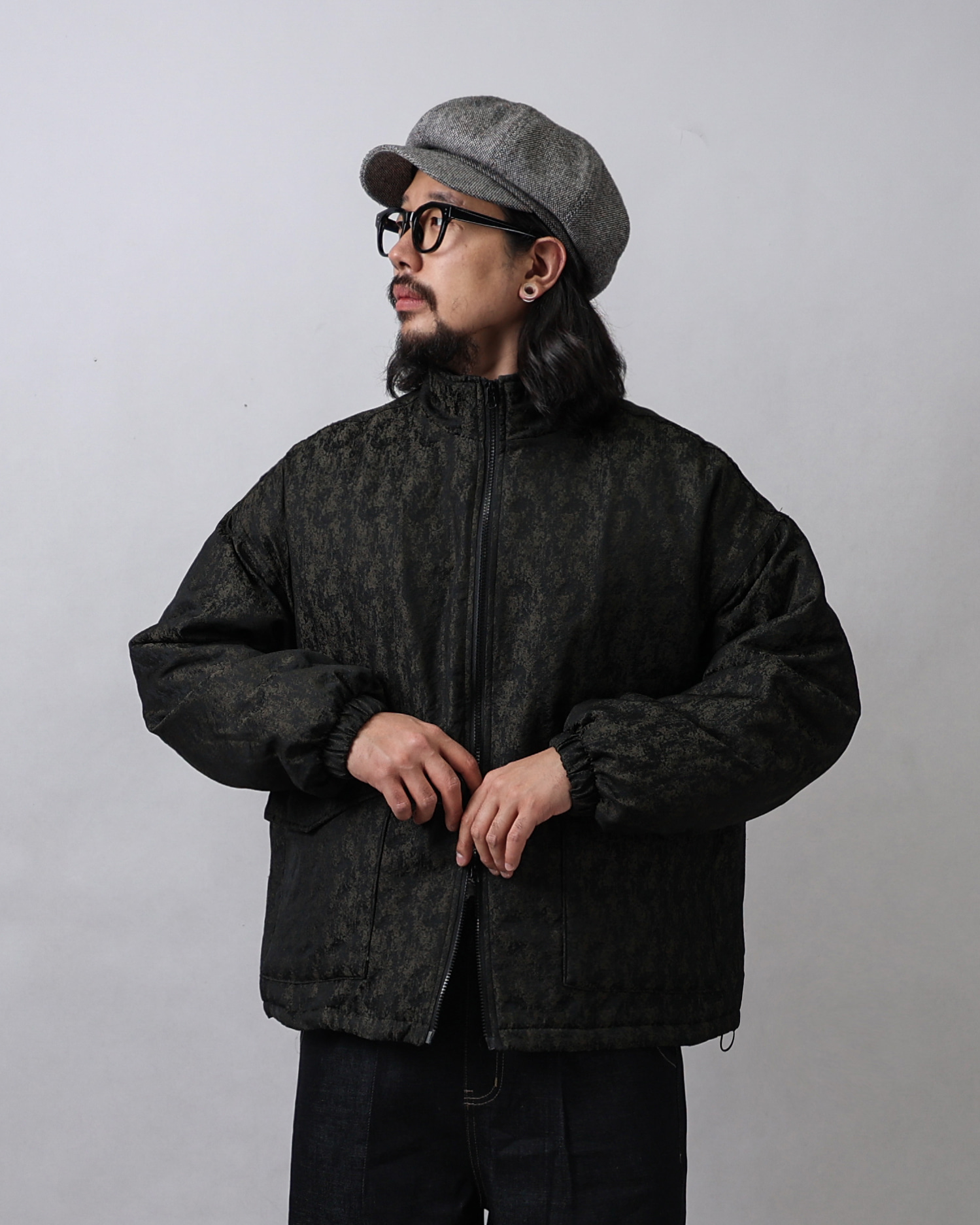 W.EVER Jacquard M65 Padded Blouson (Black/Khaki)