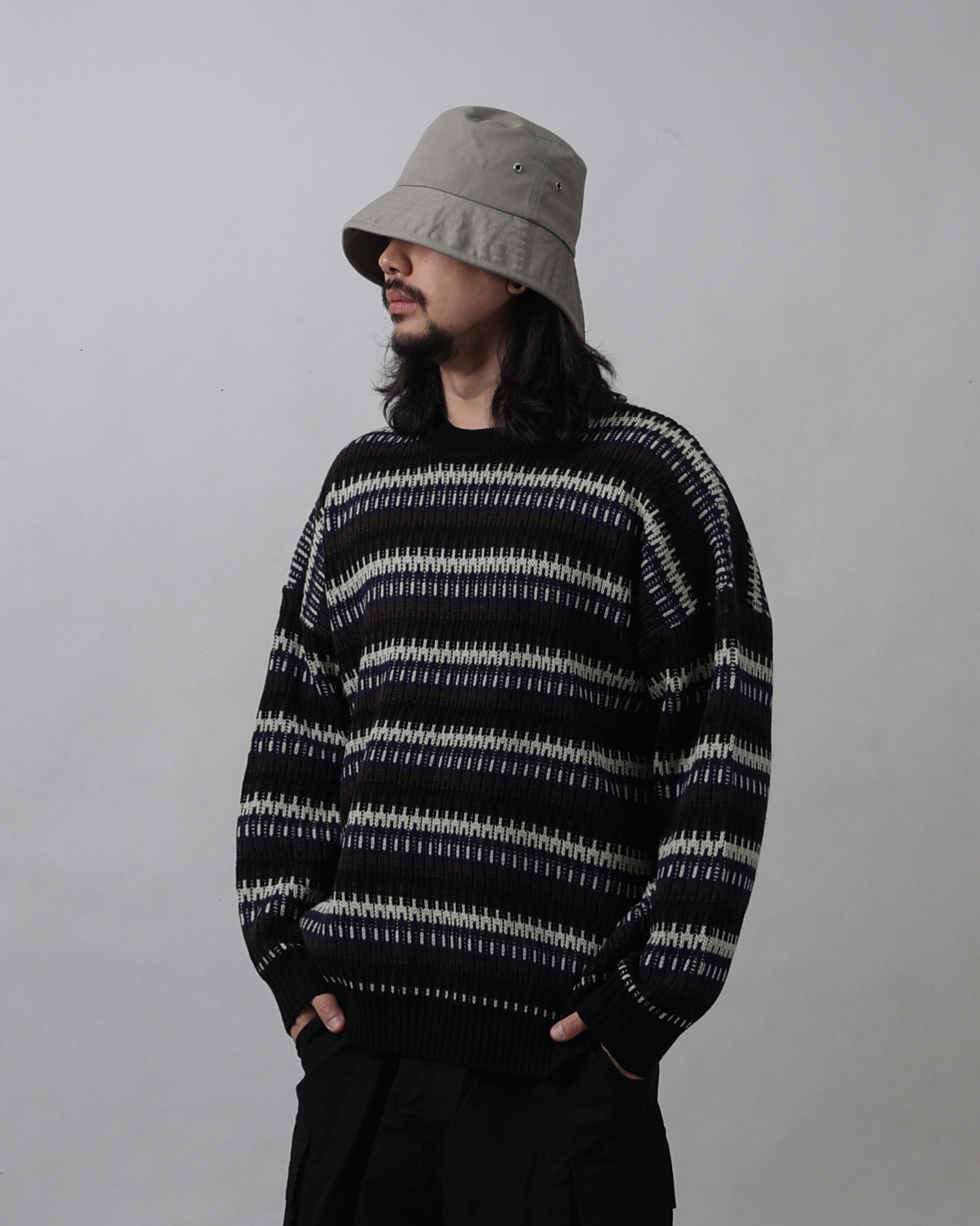 FLOZ Dott Square Stripe Over Knit (Brown/Khaki)