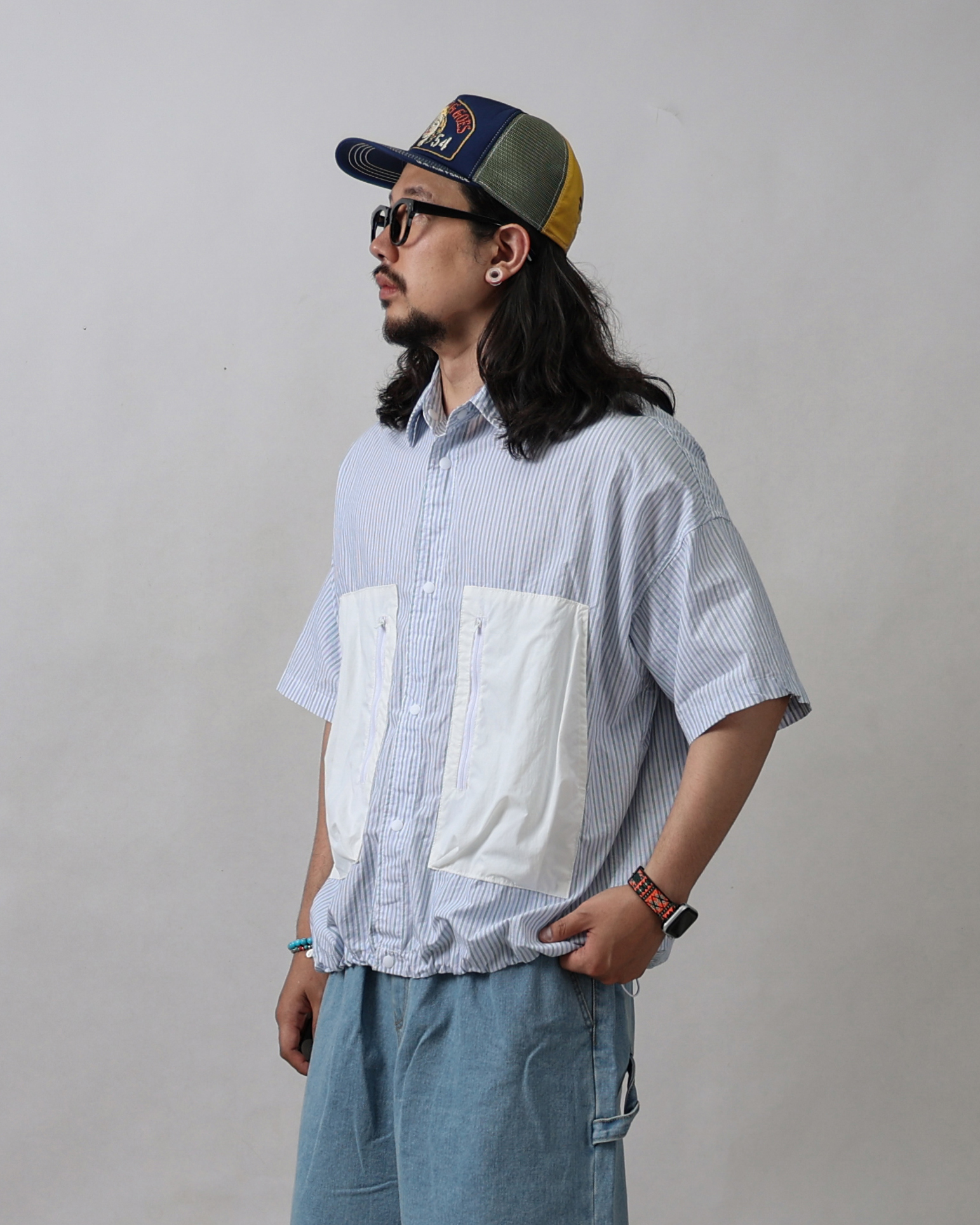 SPECT Zip Pocket Colouring Half Shaket (Navy/Sky Blue/White)