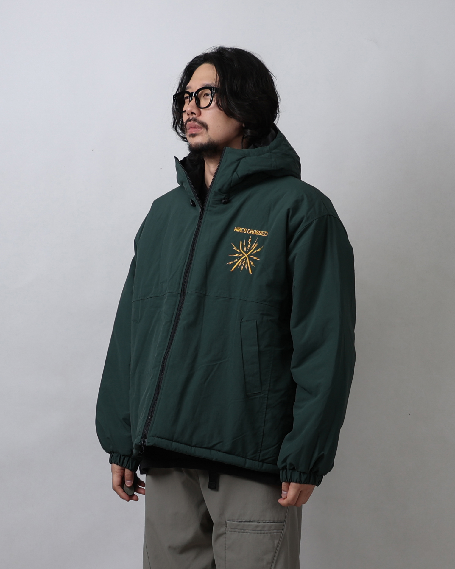 WOTT CROSS Logo Mountain Padded Parka (Black/Brown/Deep Green)