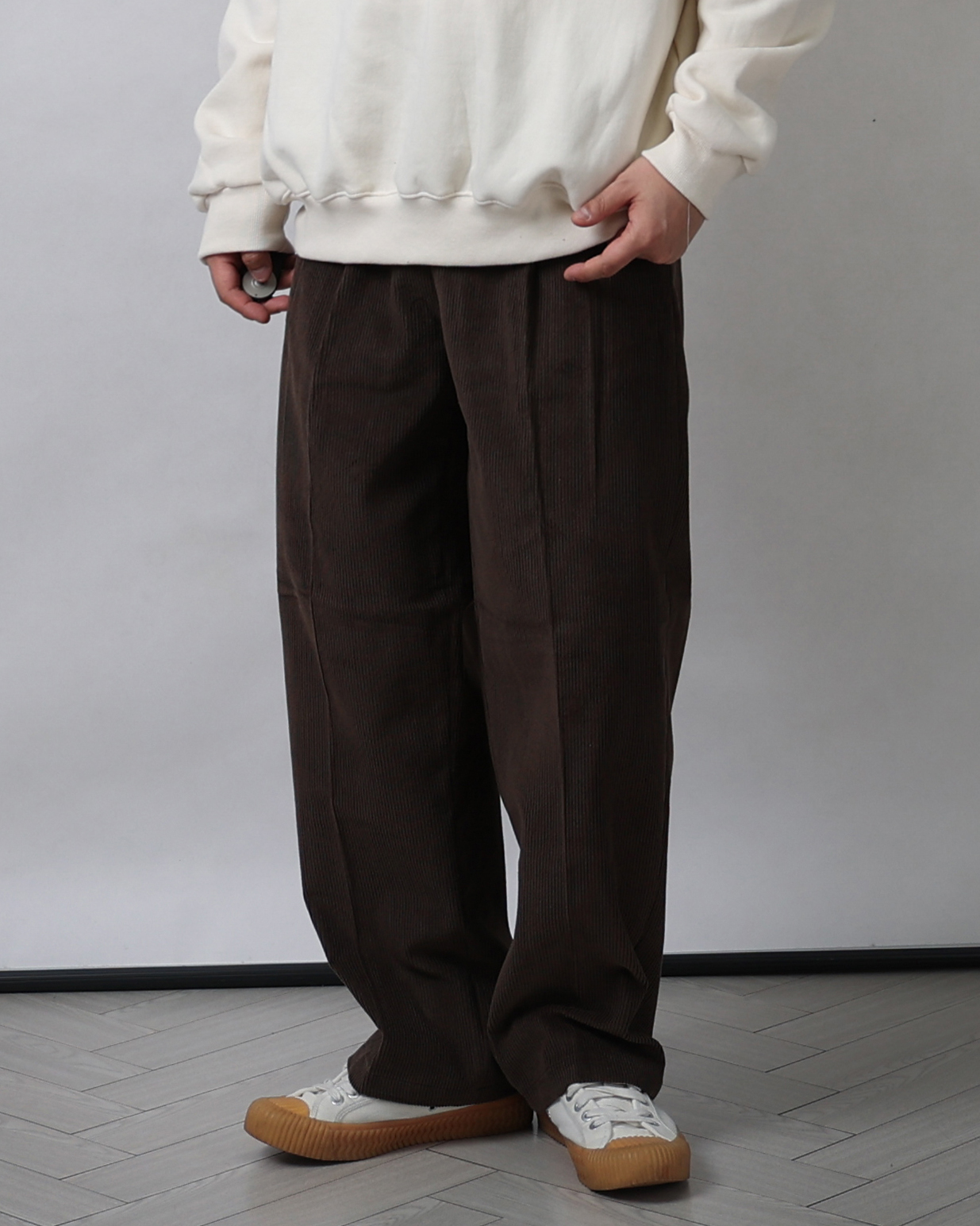 N.MAD Corduroy Line Wid Straight Pants (Black/Brown/Ivory)