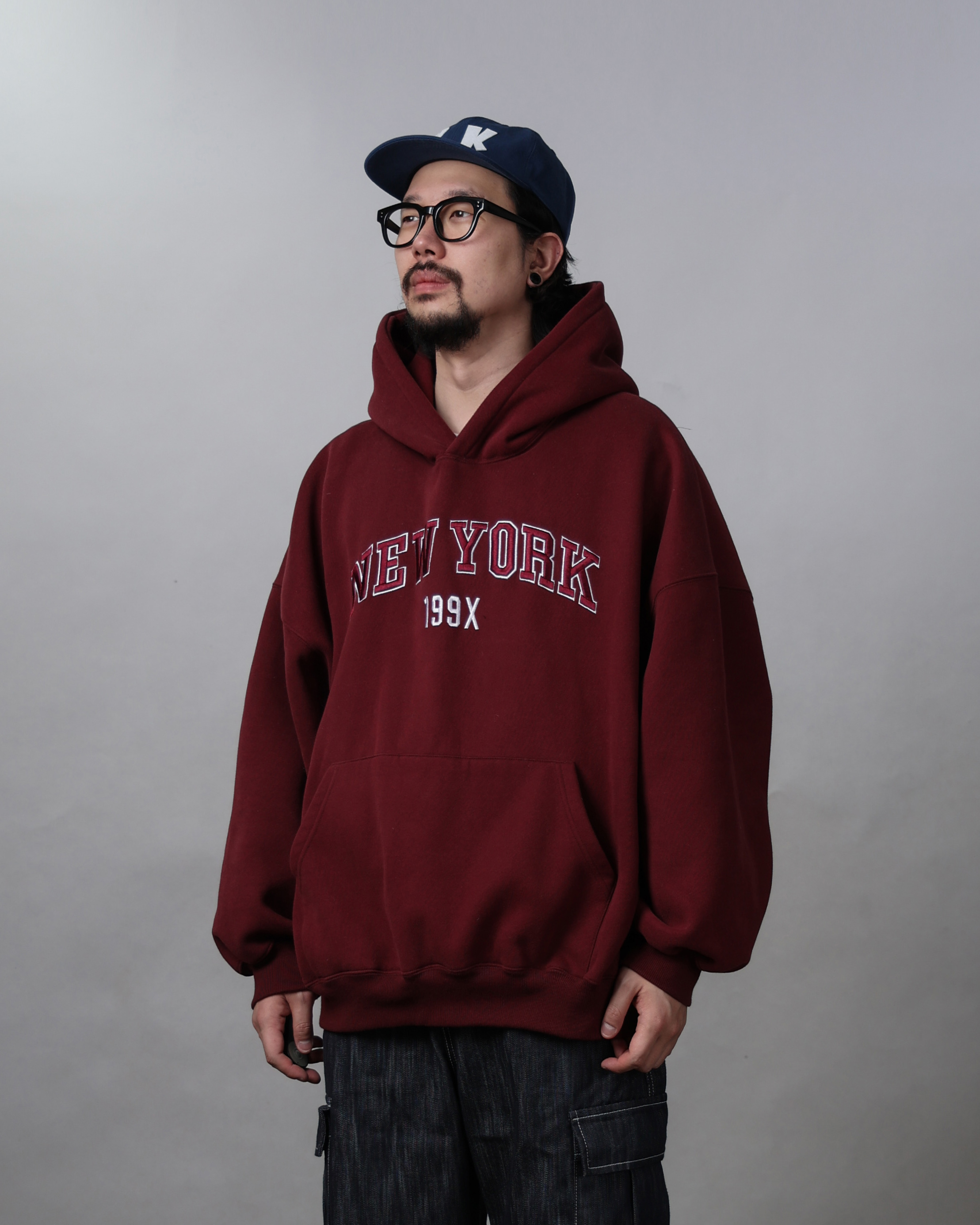 NOOR MAXI Wide NEW YORK Hoodie (Black/Navy/Wine/Gray)