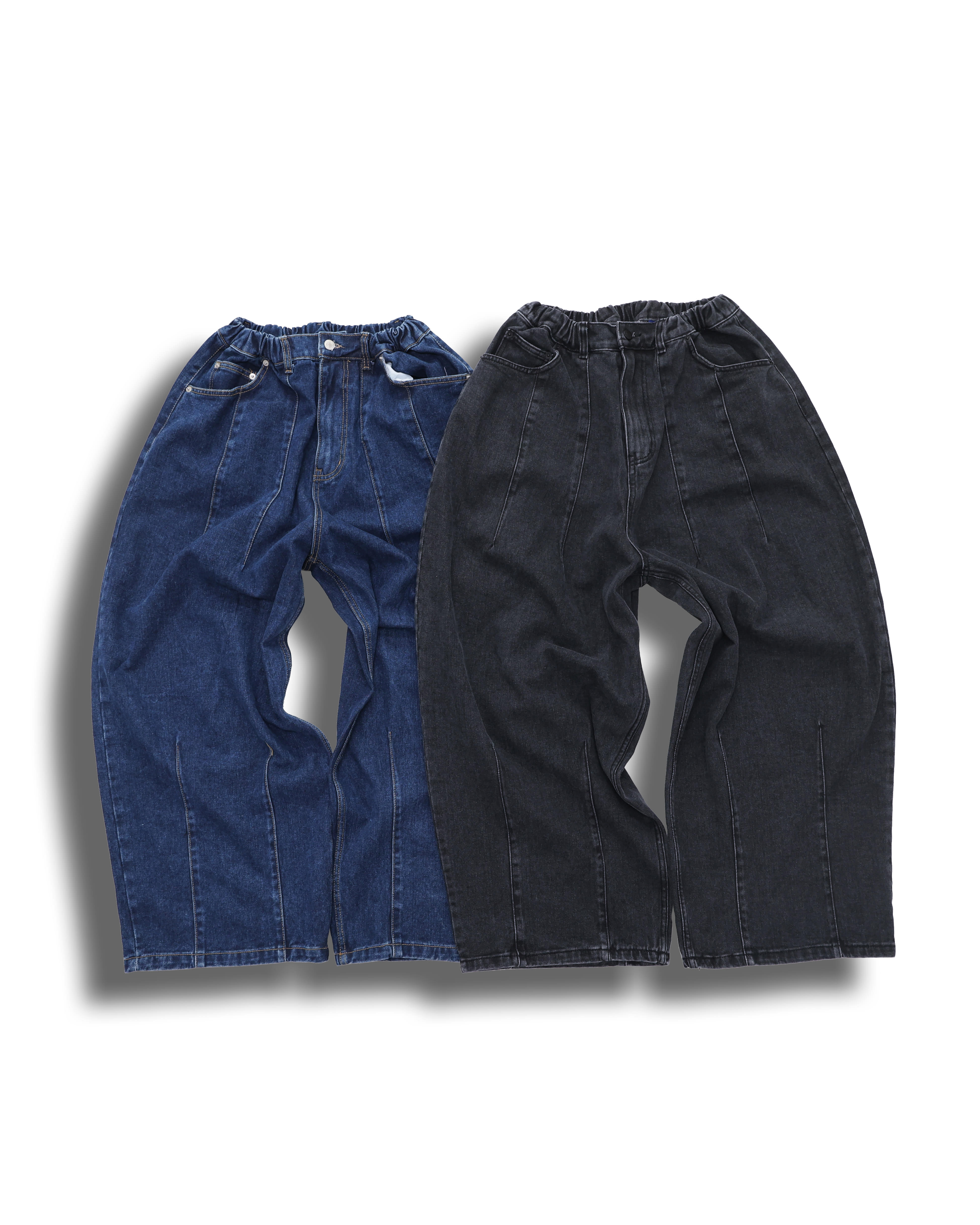 Heavy Density Denim Balloon Pants (Black Denim/Middle Denim)