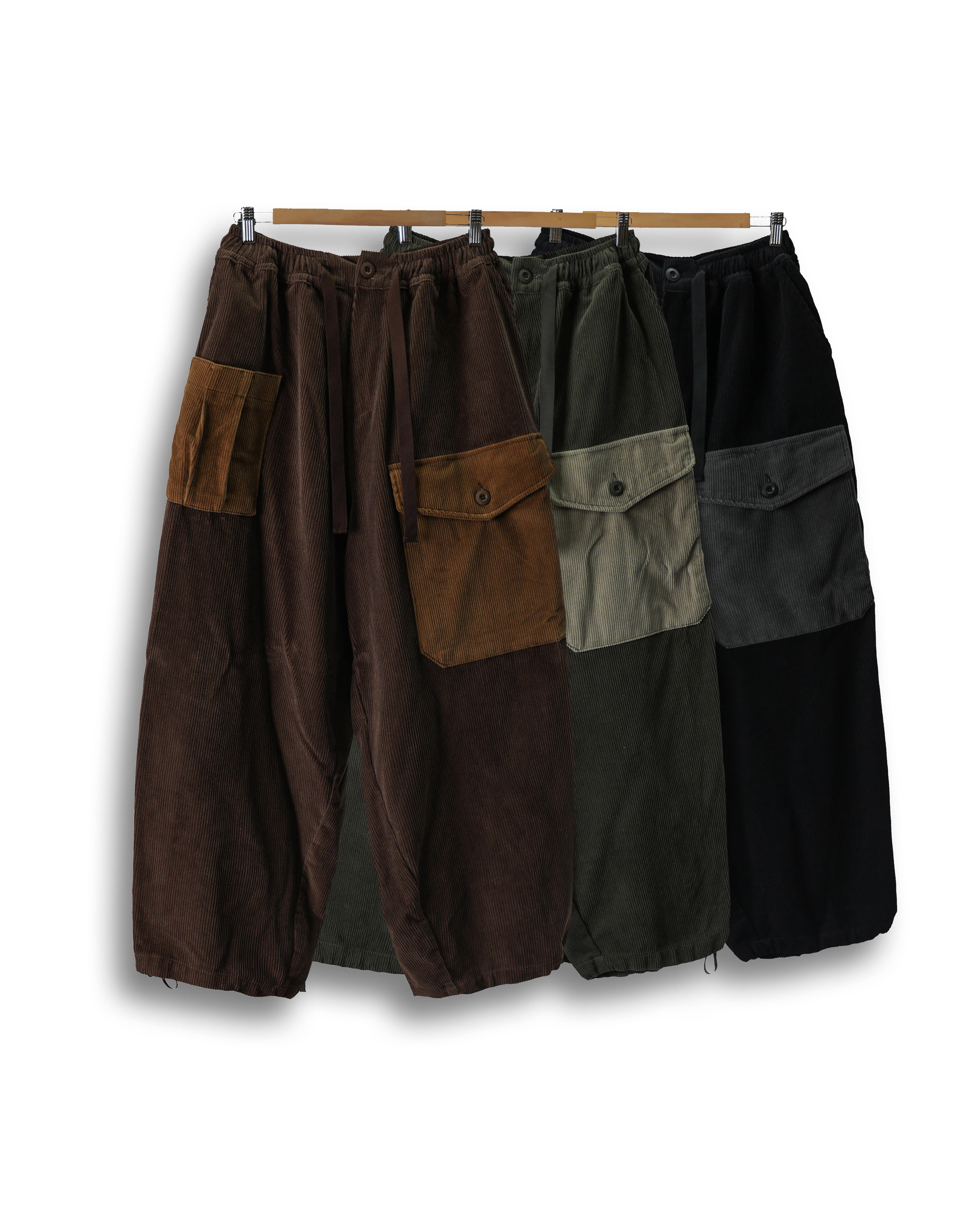 FARM Corduroy Big Pocket Balloon Pants (Black/Khaki/Brown)