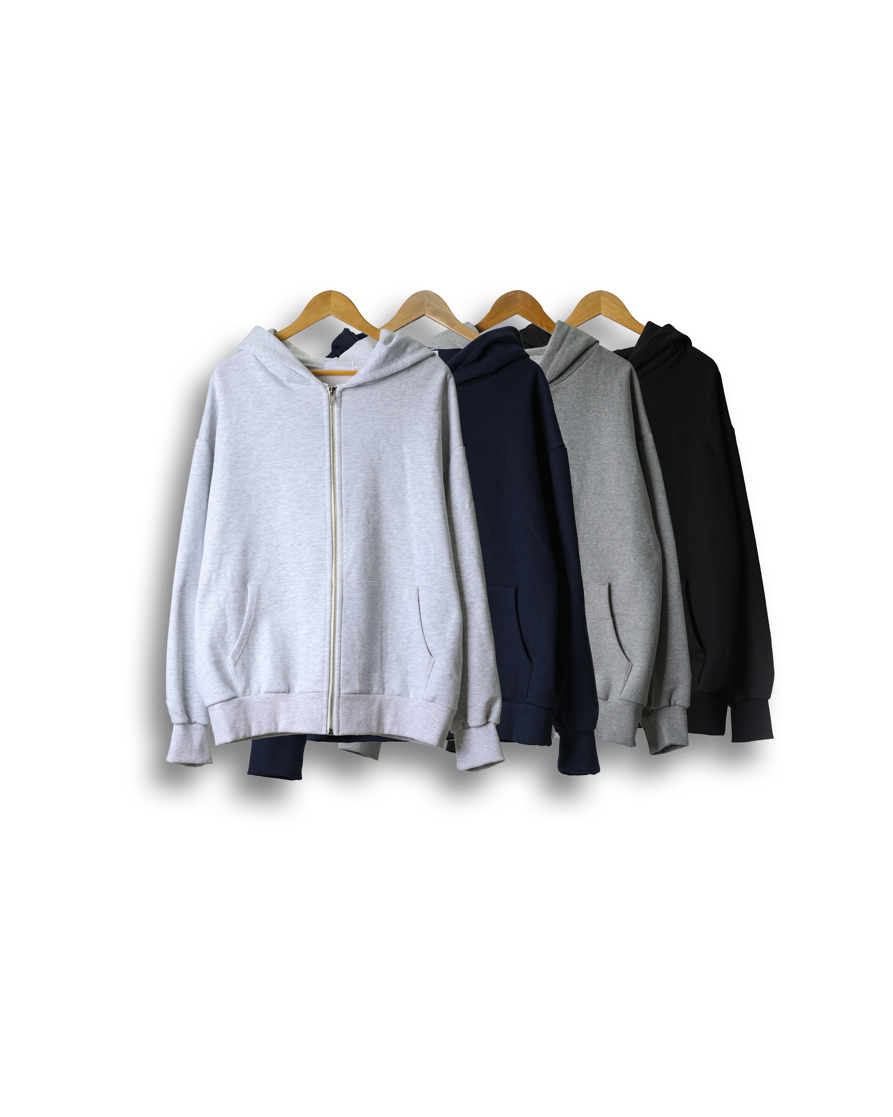 NEVER Big Sized Hoodie Zip Up (Black/Navy/Gray/Light Gray)