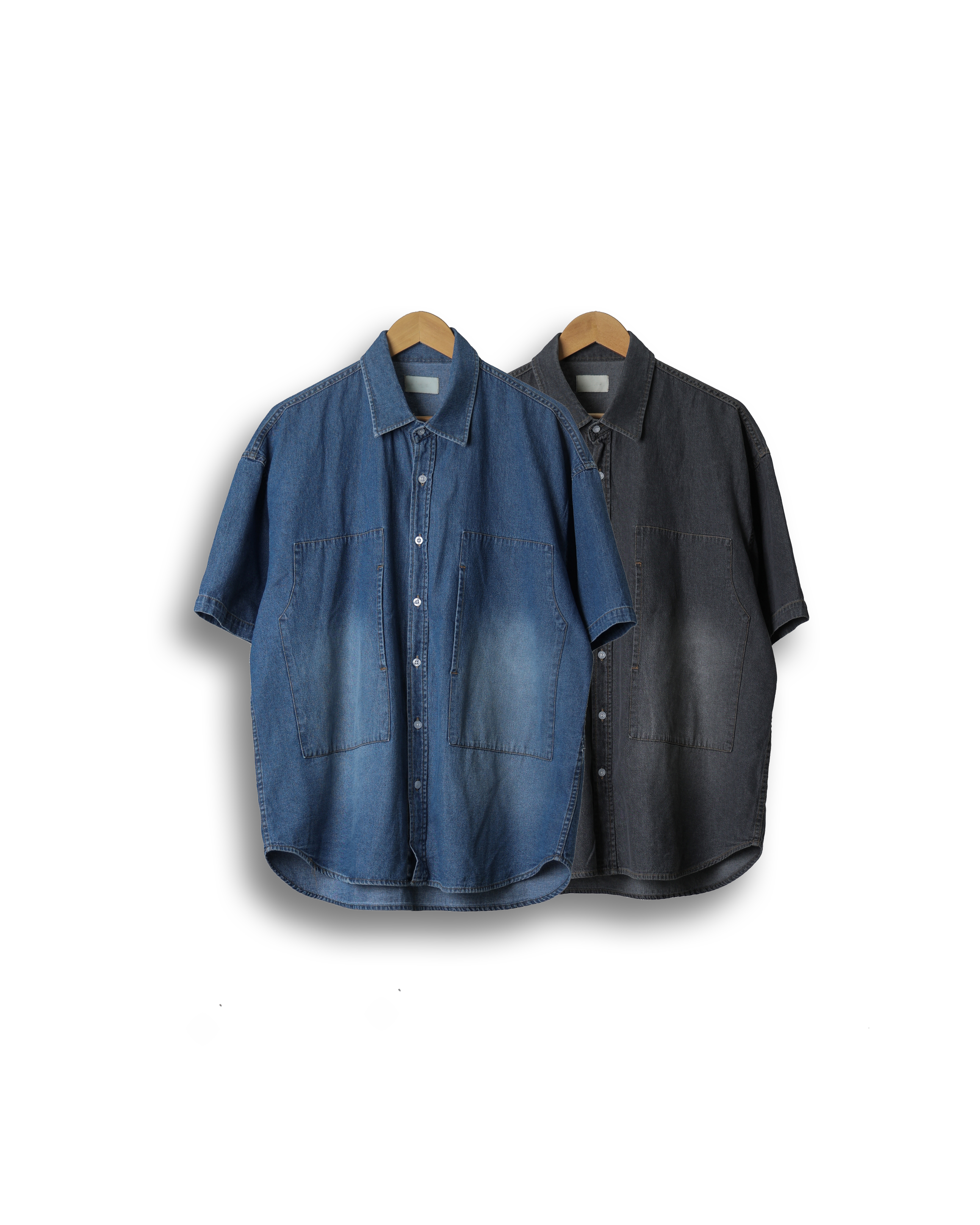 FREAK Utility Pocket Washed Denim Shirts (Black Denim/Middle Denim)