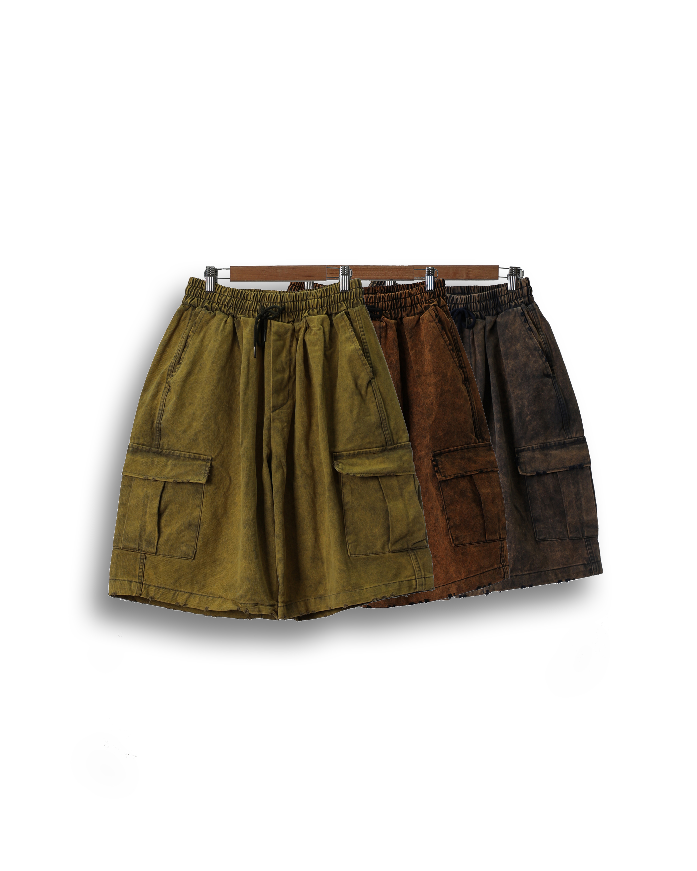 NOOR Salt Washed Denim Cargo Shorts (Black/Navy/Olive)